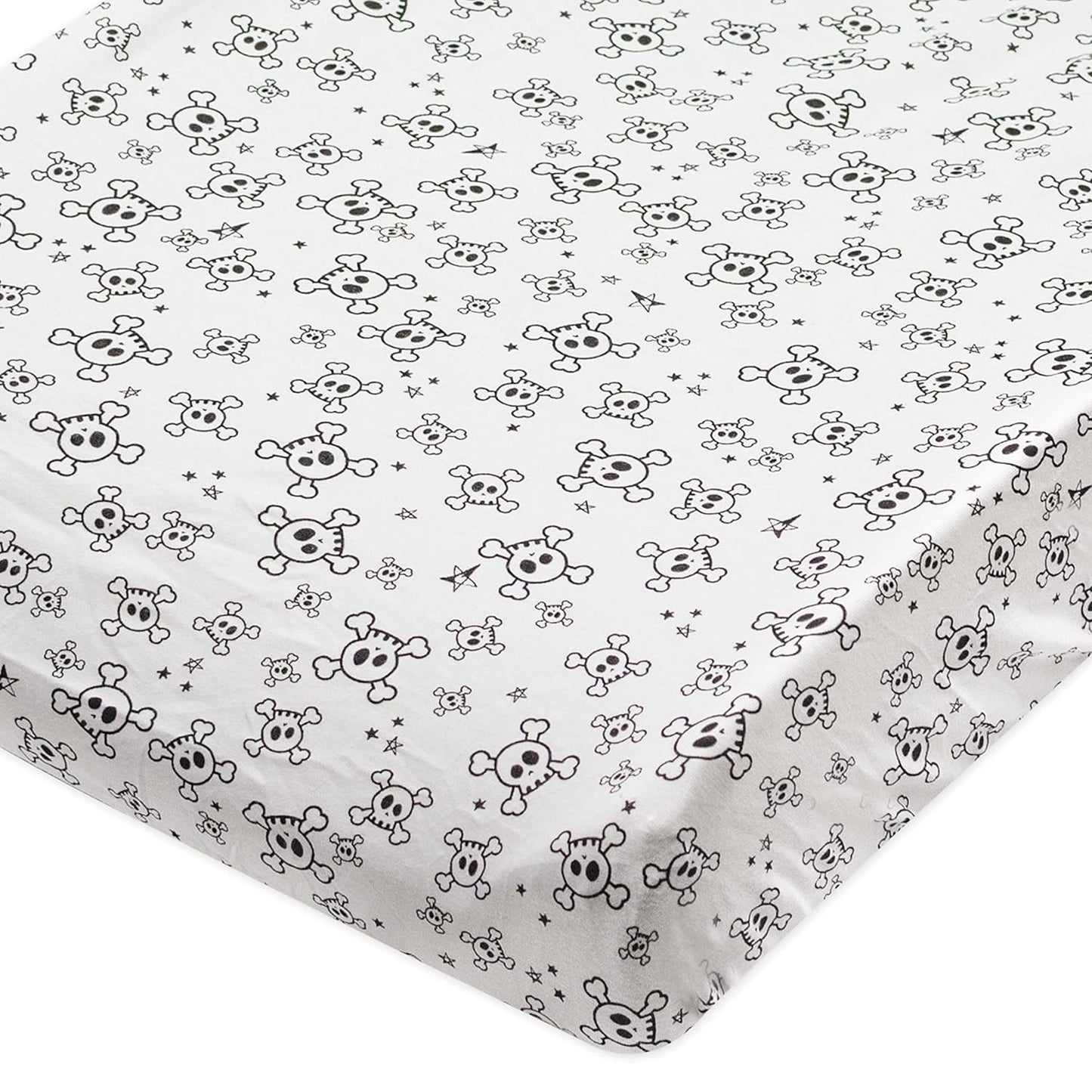 HonestBaby Boys Organic Cotton Changing Pad Cover, Tossed Skulls, One Size
