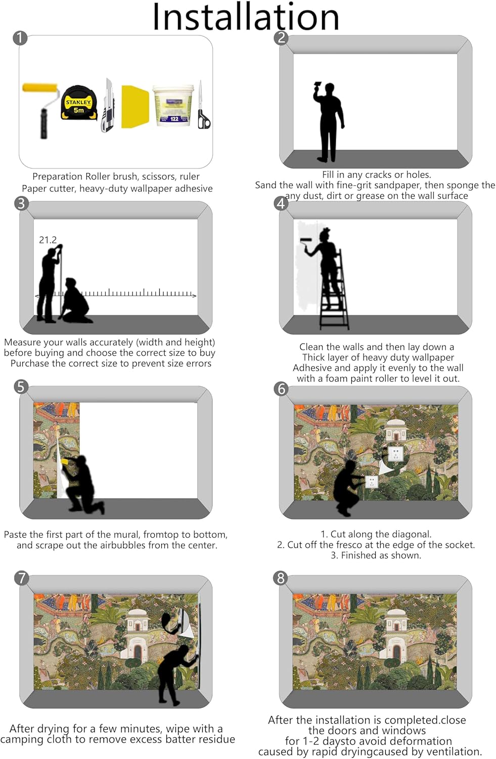 Indian Lush Jaipur Garden Wallpaper Mural Vibrant Green Wallpaper for Bedroom Living Room TV Sofa Background Large Art Wall Mural(Not Self-Adhesive)