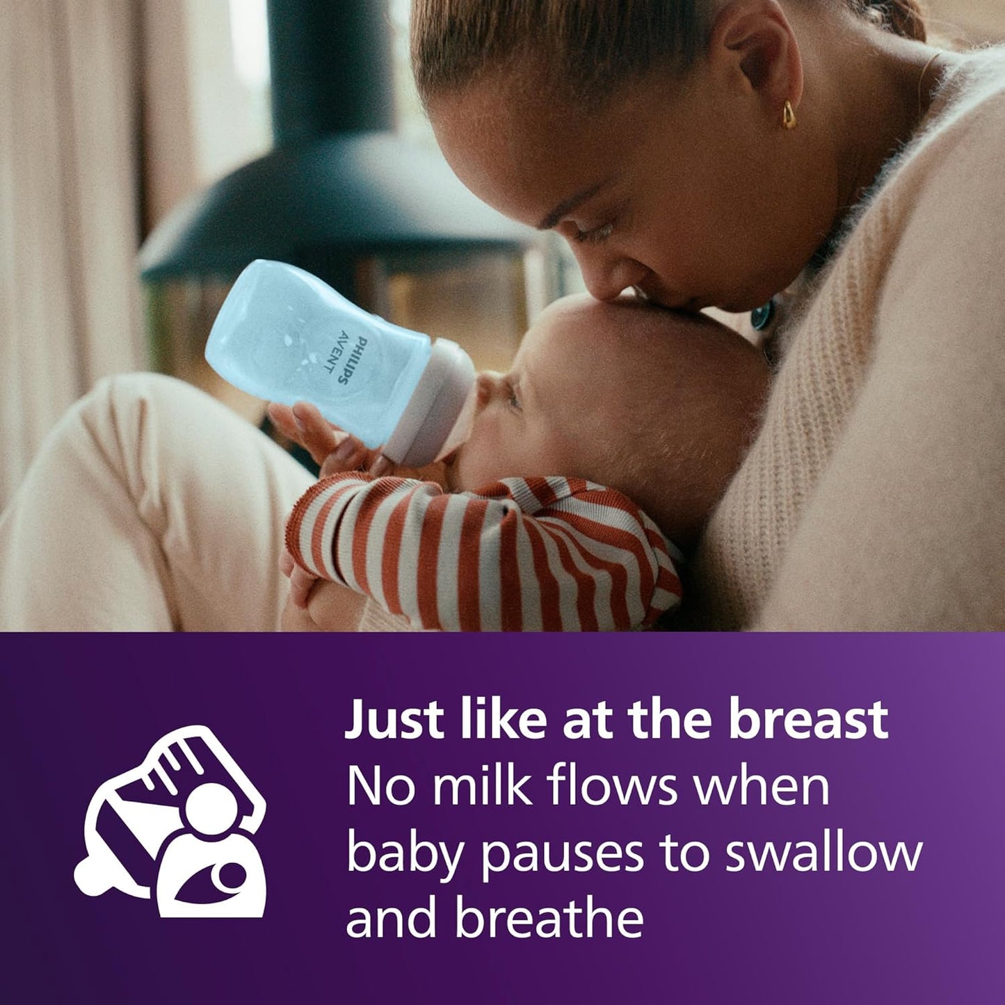 Philips Avent Natural Baby Bottles with Natural Response Nipples (Medium Flow, Flow 3), 9oz, Blue, 4-Pack, SCY903/24