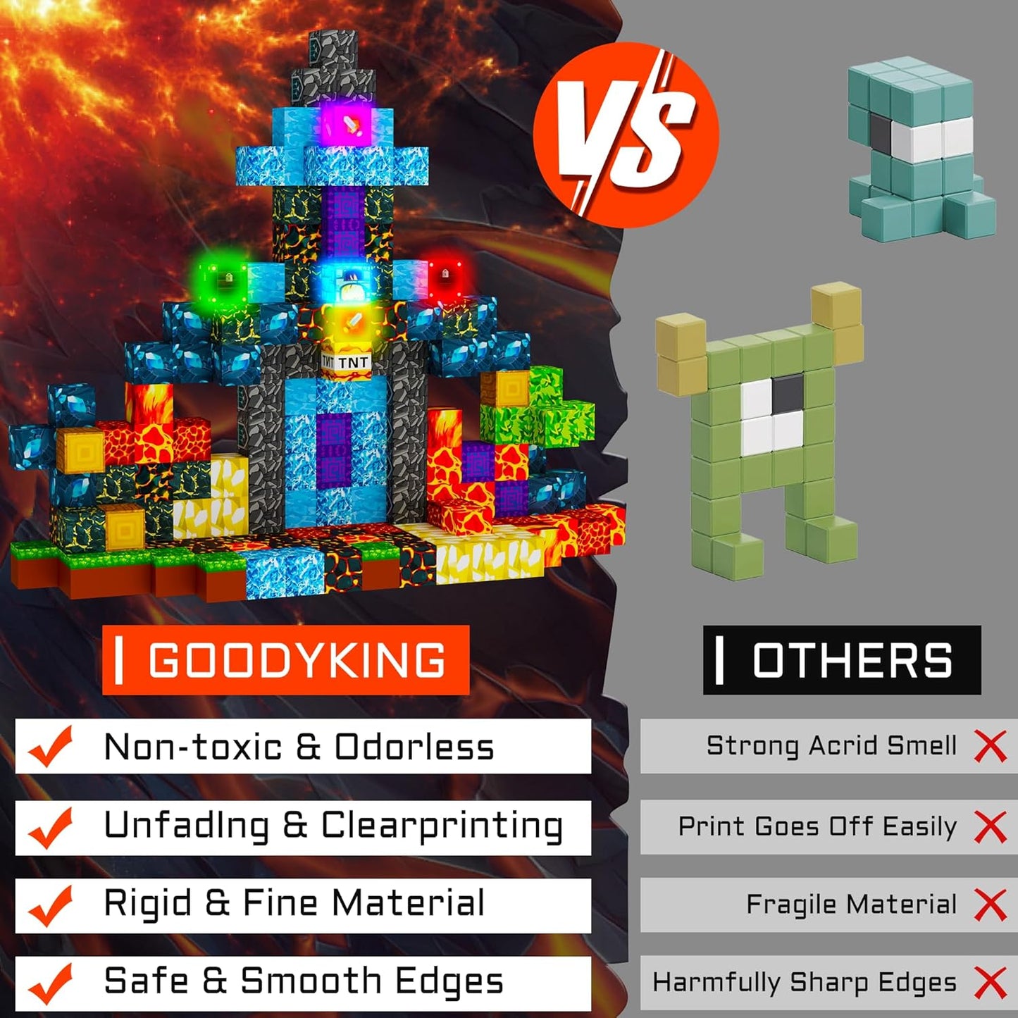 Magnetic Blocks 208 PCS Magnetic Building Blocks Cubes Gift Set for Boys and STEM Learning Preschool Learning Construction Toys