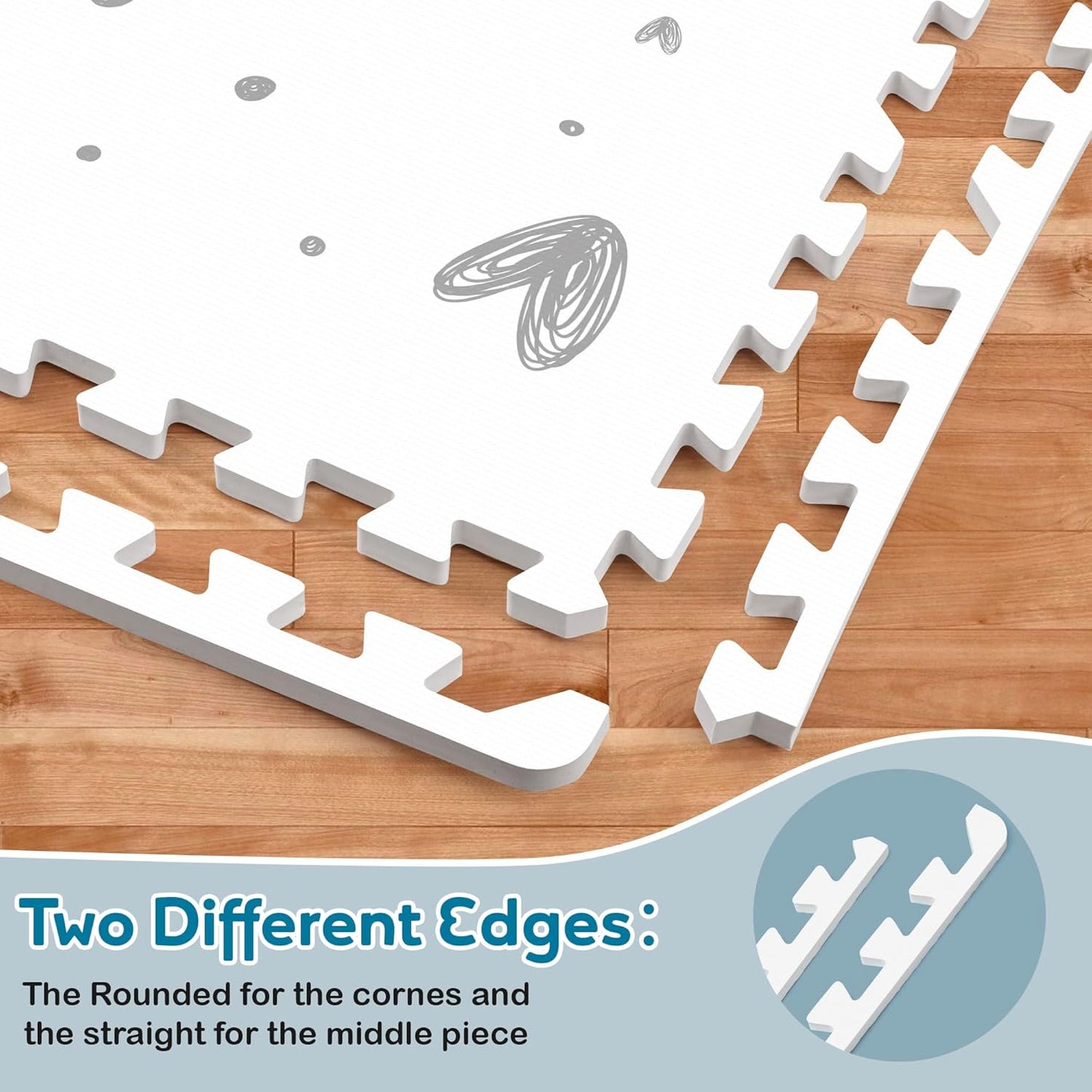 XL Baby Play Mat-72”x 48” Puzzle Play Mat,with 6 Foam Floor Tiles,Interlocking Foam Baby Mat for Babies&Toddlers,Waterproof,Expandable Tiles with Edges,Tummy Time Mat(Love)