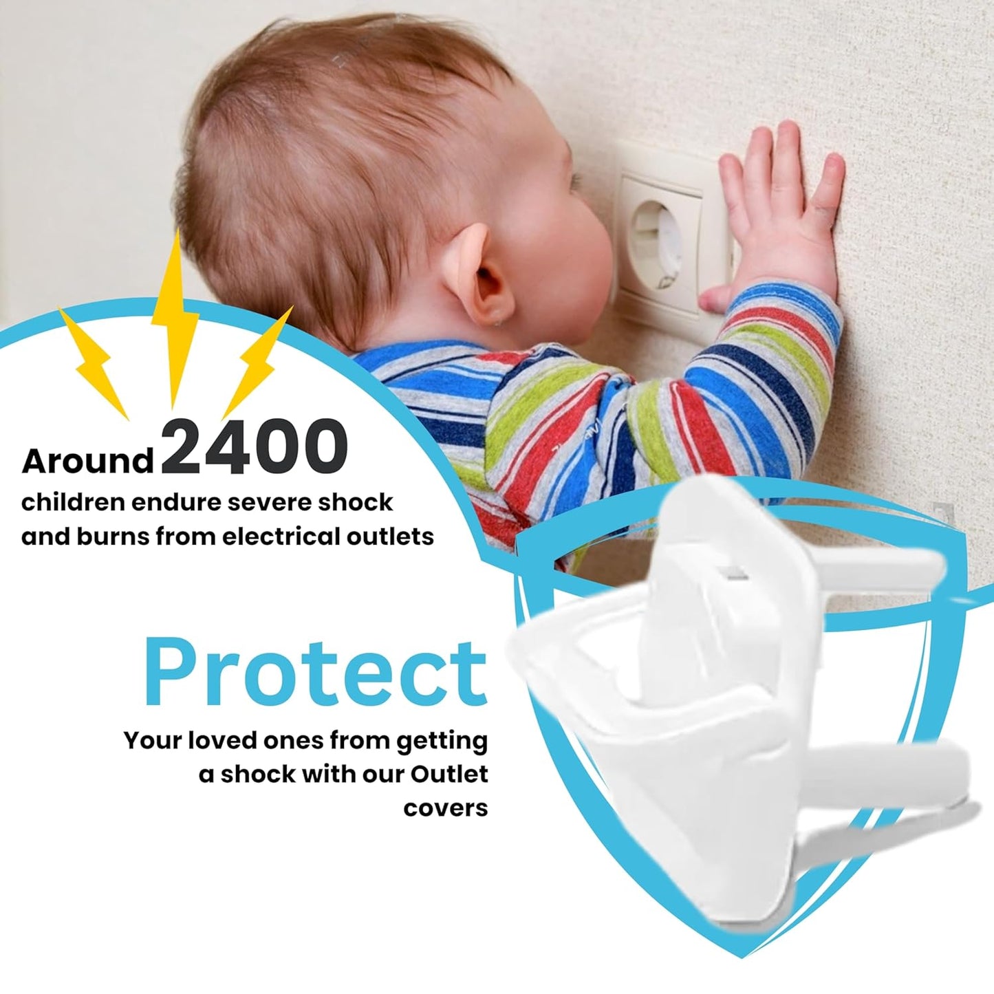 30 Pack Outlet Covers Baby Proofing with Pull Handle- Plug Covers Baby Proofing- White Baby Proof Outlet Covers 3 Prong Child Proof Outlet Cover- Shock Prevent Plug Protectors Baby Proof Plug Covers