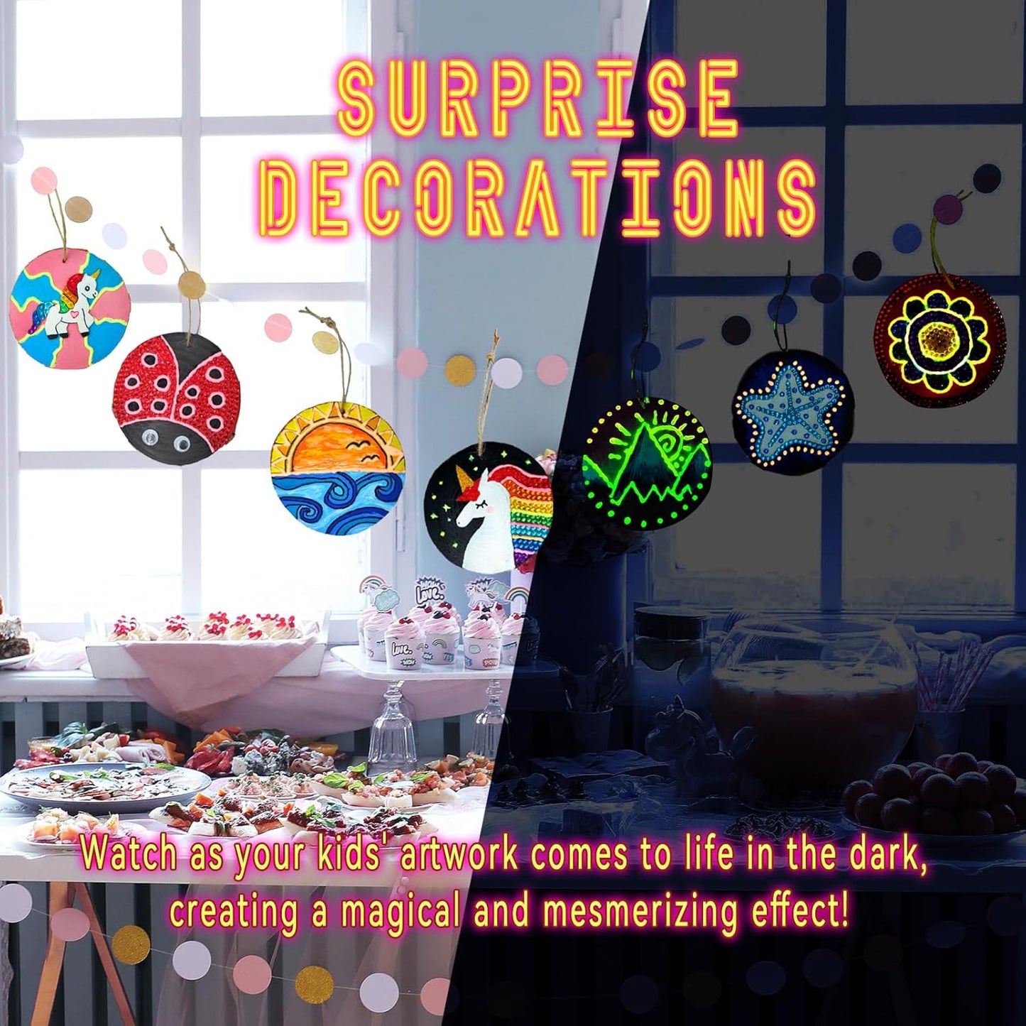 Wakestar Kids Wood Painting Kit-Glow in The Dark-Easter Basket Stuffers-Arts & Crafts Gifts for Boys Girls Ages 6-12,Creative Party Crafts Activity for Birthday Christmas