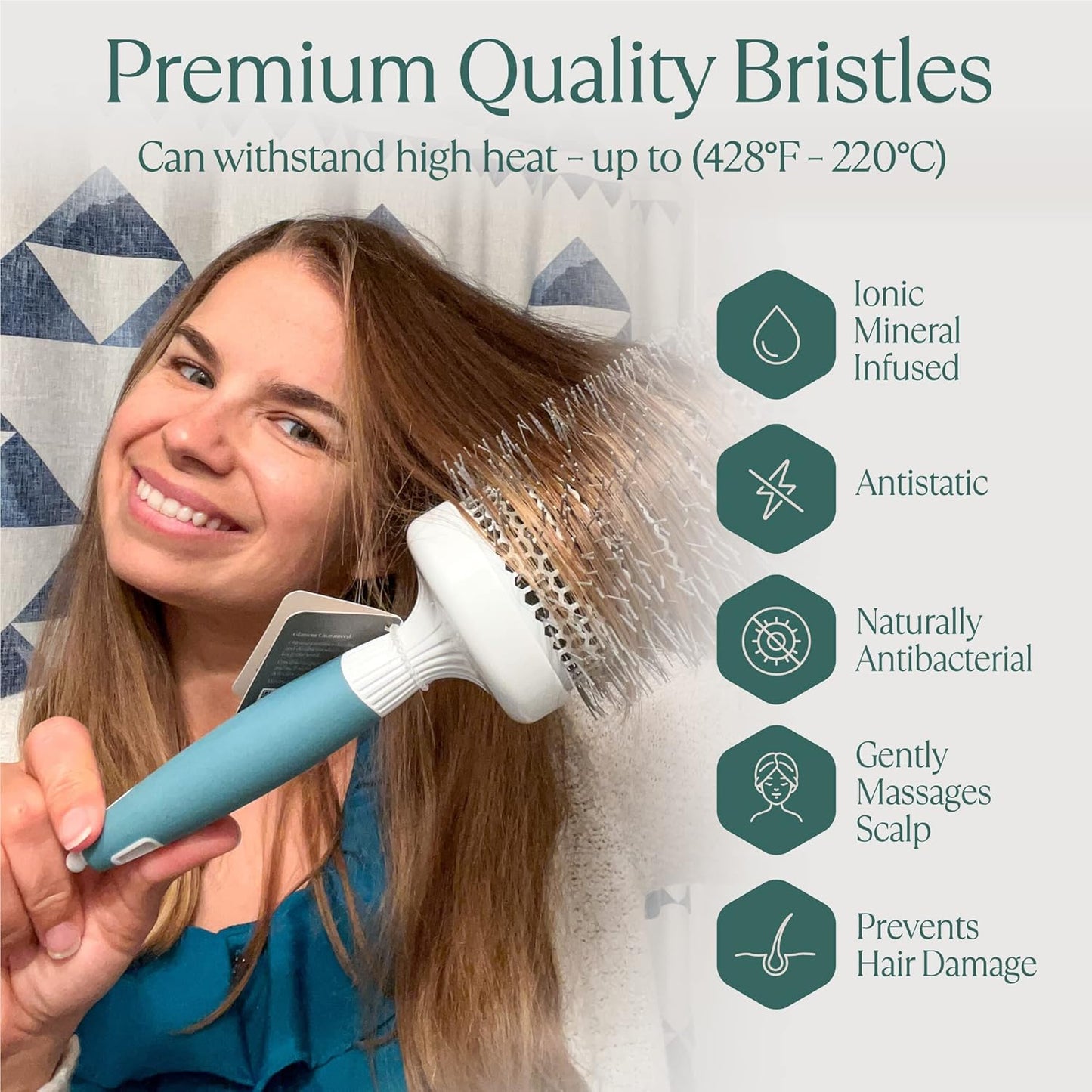 Round Brush Set for Blow Drying and Styling - Ceramic Ionic Thermal Brushes, Wet Hair Brush Bundle with Travel Bag for Women and Men