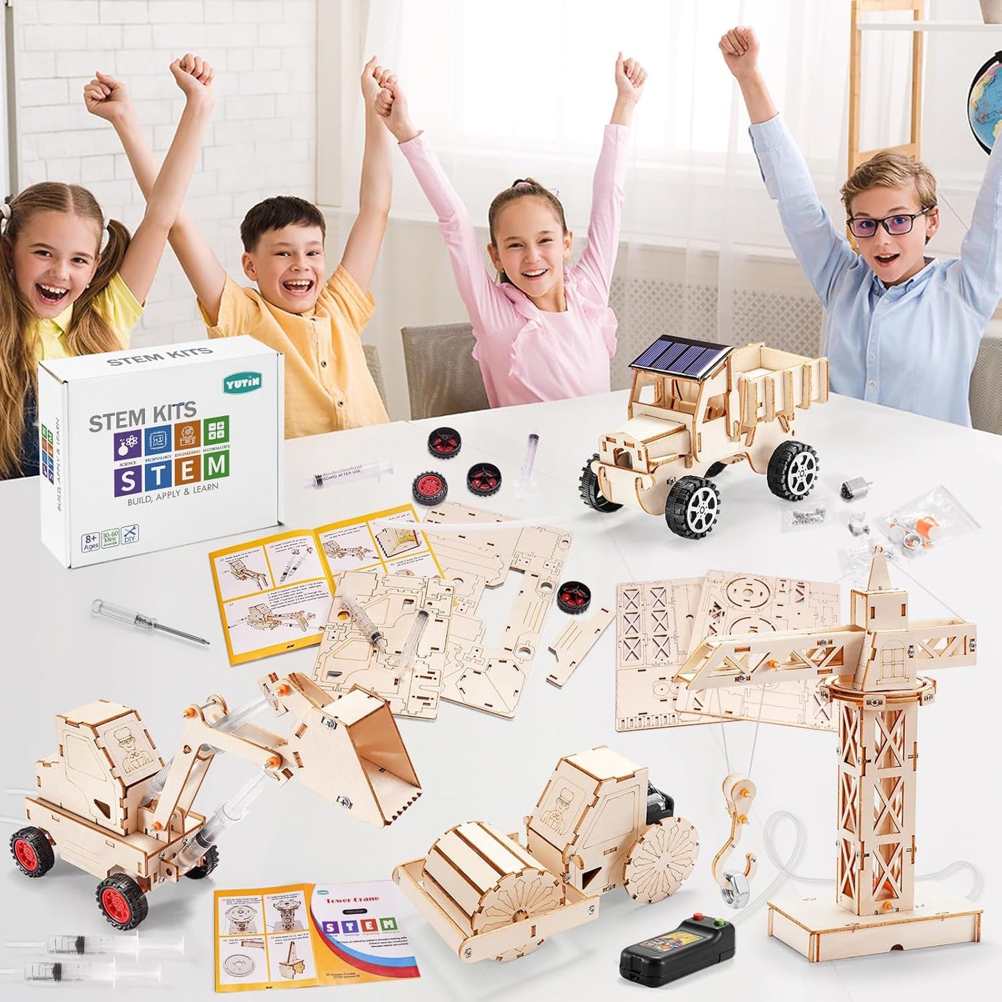 STEM Kits for Kids Ages 8-10 10-12, Wood Building Crafts Kit for Boys 8-12, Model Car Kit, 3D Wooden Puzzles Woodworking Science Projects, Construction Engineering STEM Toys for 8 10 13 12 14 Year Old