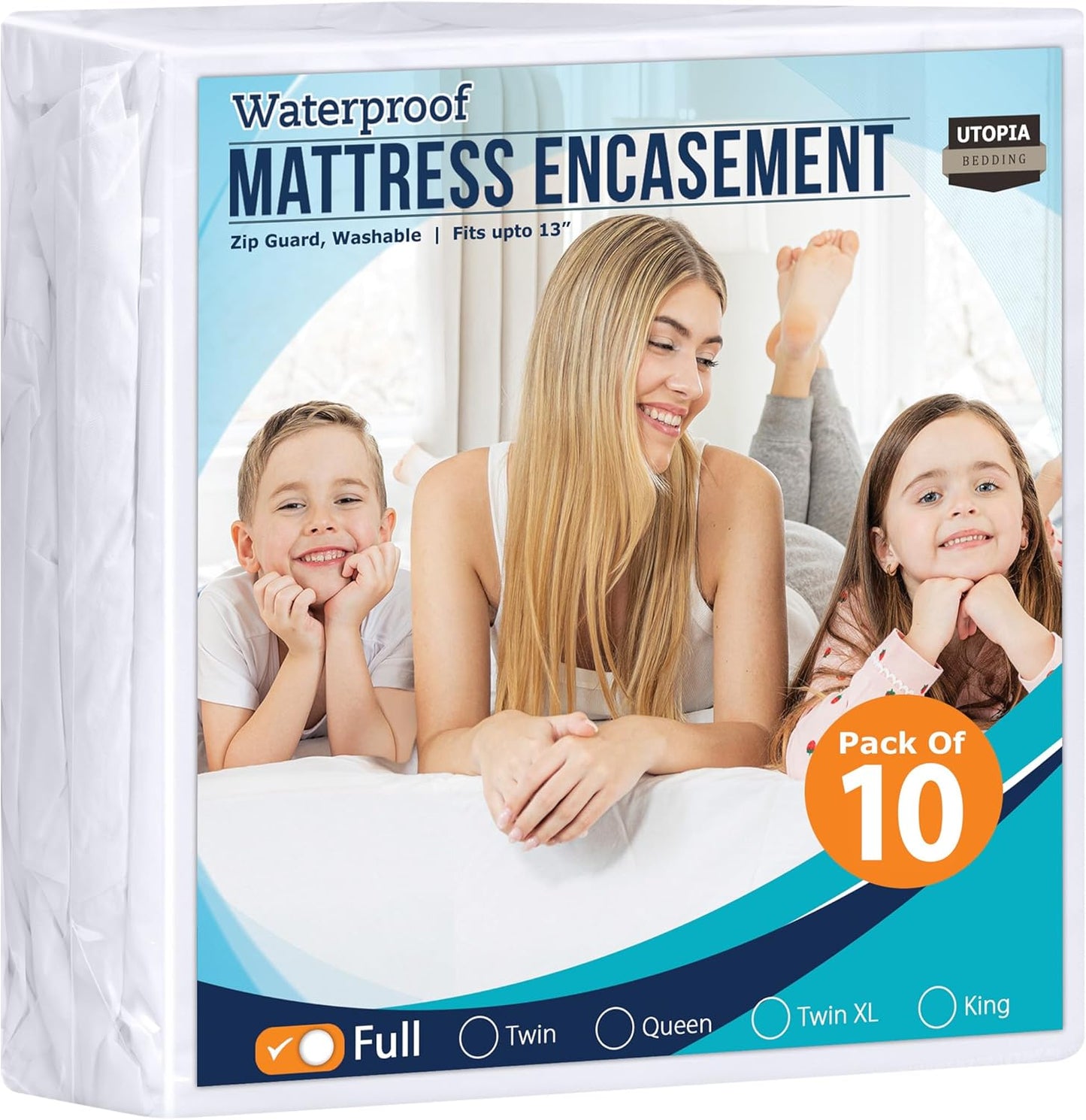 Utopia Bedding Zippered Mattress Encasement Full Size (Pack of 10), 100% Waterproof, Dust Mite and Bed Bug Proof Mattress Protector, Absorbent 6-Sided Mattress Cover
