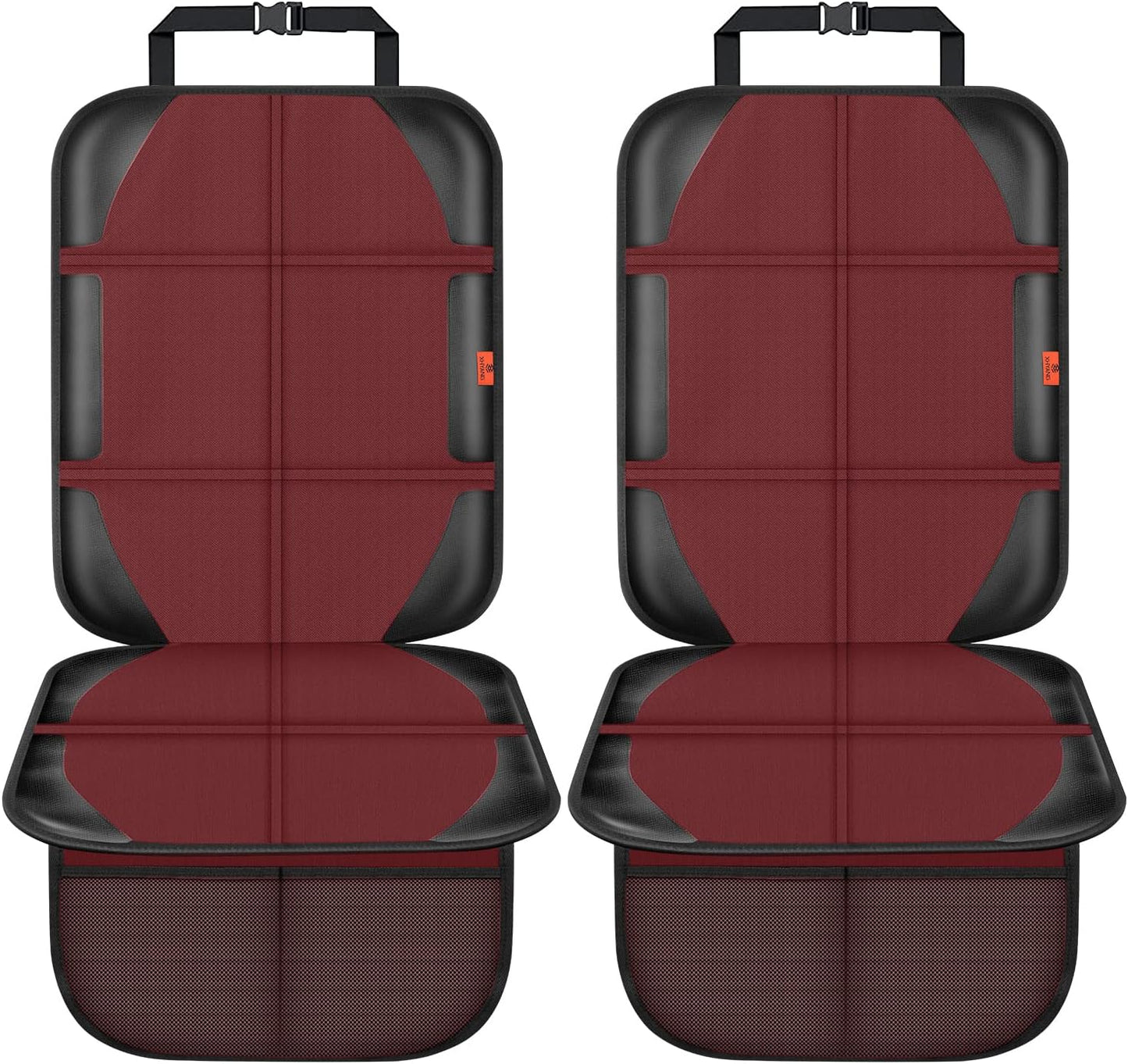 Car Seat Protector,2 Pack Automotive Seat Protectors Baby Carseat Pad Waterproof Durable 600D Fabric for Child Baby Car Seat Mat Vehicle Pet Cover 2 Storage Pockets (Wine Red)