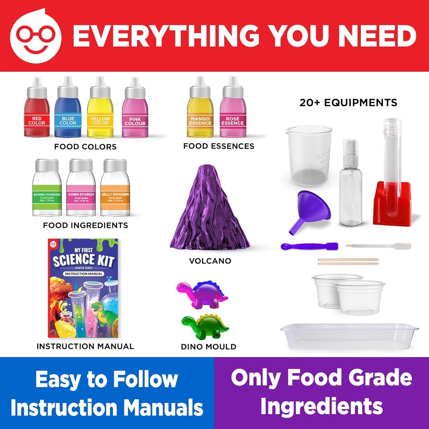 Doctor Jupiter My First Science Kit, Chemistry Set for Kids Ages 4-5-6-7-8 | Birthday Gift Ideas for 4+ Year Old Boys & Girls | Toy Stem Kit with 50+ Experiments | Learning & Educational Projects