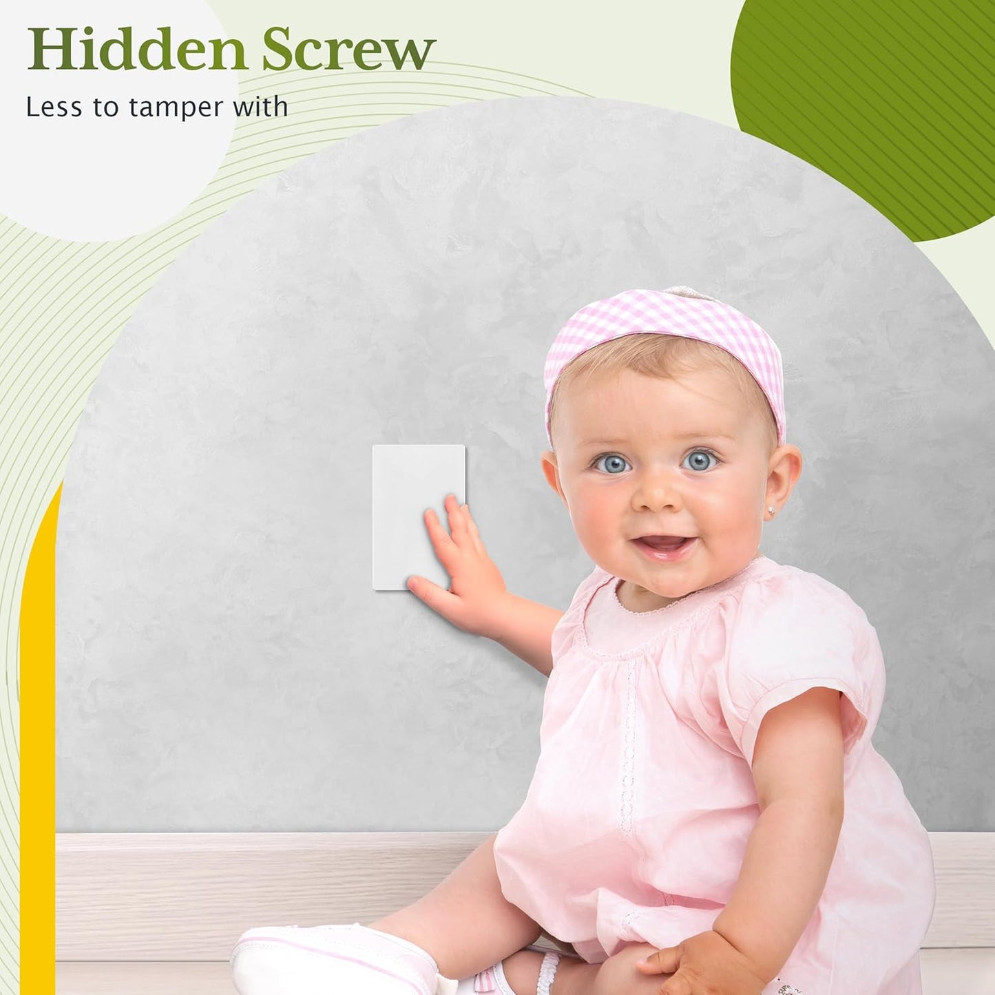 TG Mid-Size Screwless Blank Wall Plate, Child Safe Blank Device Outlet Cover, Medium Size 1-Gang 4.88" H x 3.11" L, Polycarbonate Thermoplastic, UL Listed, SP-MB1-W, White (1 Pack)