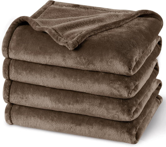 PHF Ultra Soft Fleece Blanket Queen Size, No Shed No Pilling Luxury Plush Cozy 300GSM Lightweight Blanket for Bed, Couch, Chair, Sofa Suitable for All Season, 90" x 90", Cocoa Brown