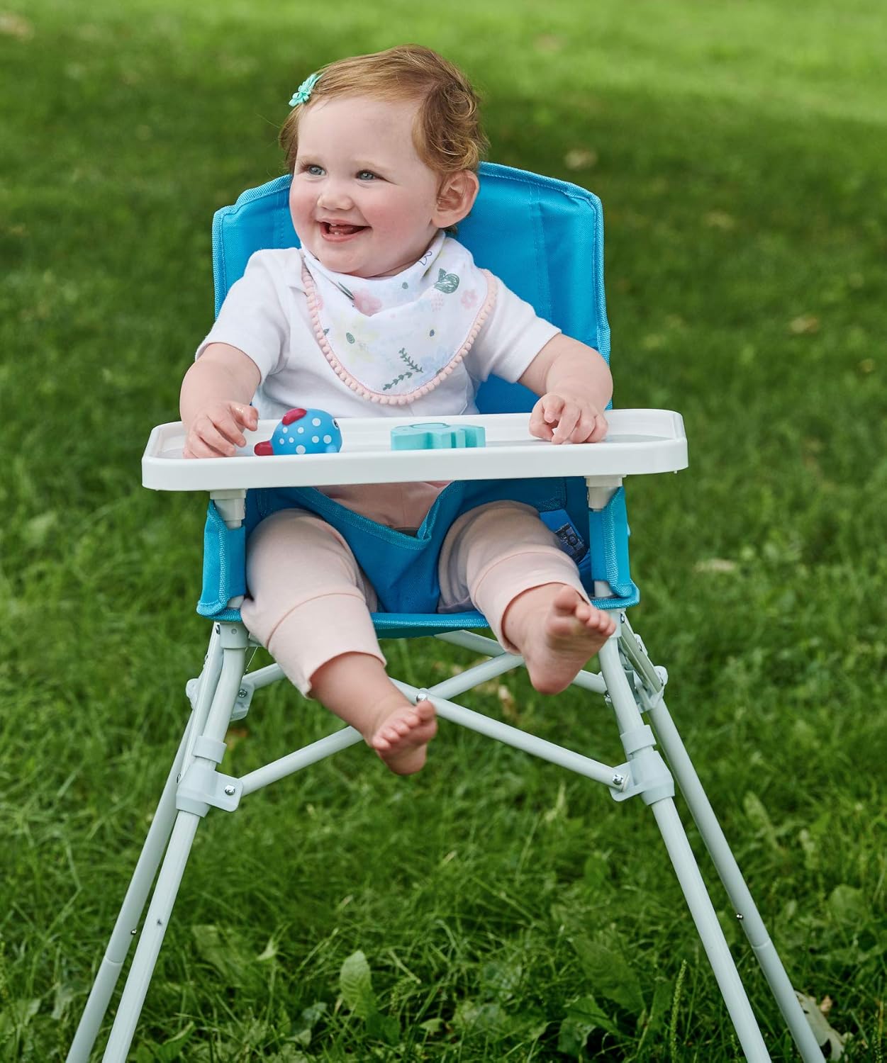 Regalo My High Chair Portable Travel Fold & Go Highchair, Indoor and Outdoor, Bonus Kit, Includes Tray with Cup Holder, Aqua/Turquoise