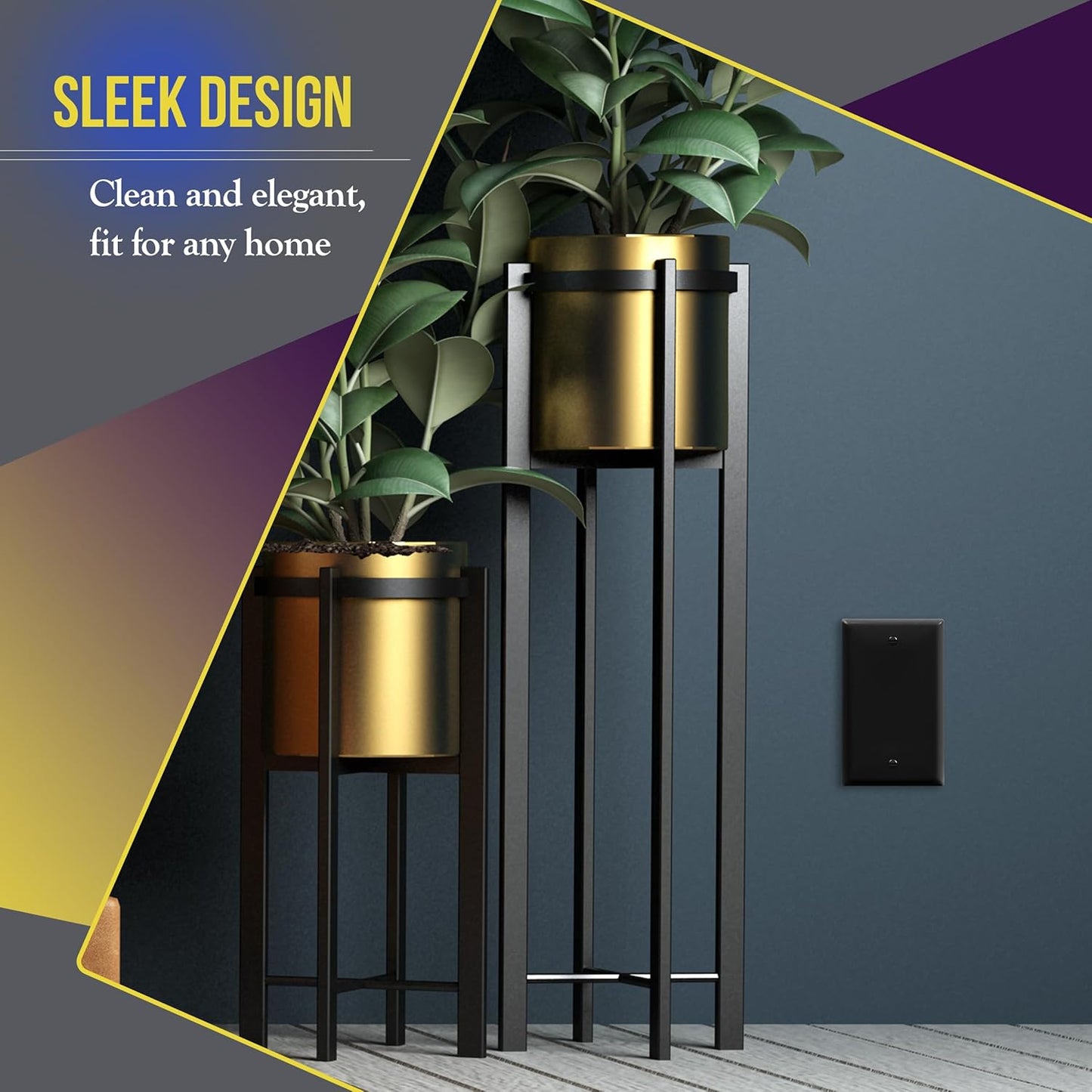 ENERLITES Blank Device Wall Plate, Gloss Finish, Standard Size 1-Gang 4.50" x 2.76", Polycarbonate Thermoplastic, 8801-BK, Black