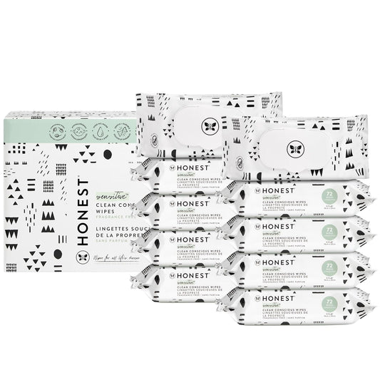 The Honest Company Clean Conscious Multi-Use Wipes | Hypoallergenic + Unscented for Sensitive Skin | Over 99% Water, Compostable, Plant Based, Baby Wipes | Pattern Play, 720 Count
