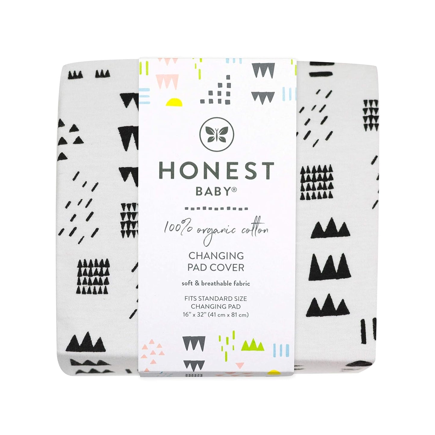 HonestBaby Organic Cotton Changing Pad Covers (Set of Two), Pattern Play/Heather Gray, One Size