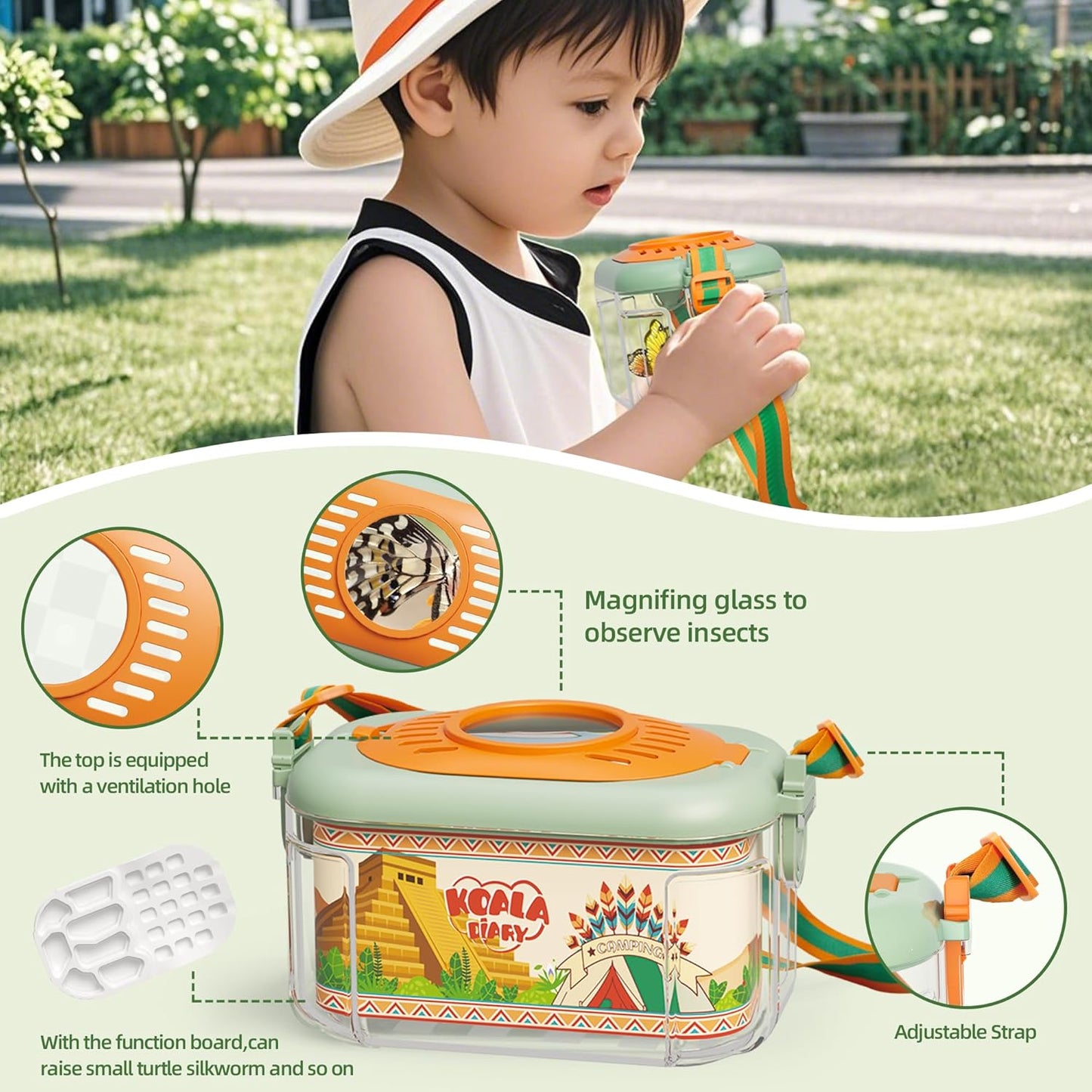Bug Catcher for Kids Explorer Bug Catching Kit,Magnifying Glass, Tweezers, Whistle & Compass, Learning Guide, Insect Habitat, Outdoor Toys(3 Year +) (Kids Bug Catcher Set)