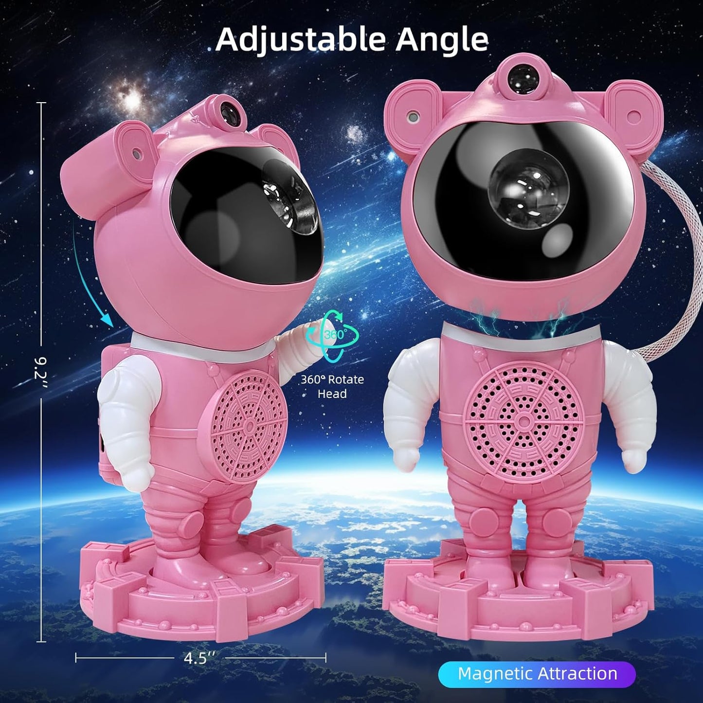 Astronaut Galaxy Projector Starry Projector, Bluetooth Music- White Noise for Sleep-Star Moon Nebula Night Light for Bedroom,360° Adjustable Galaxy with Remote,Timer,Star Light Projector