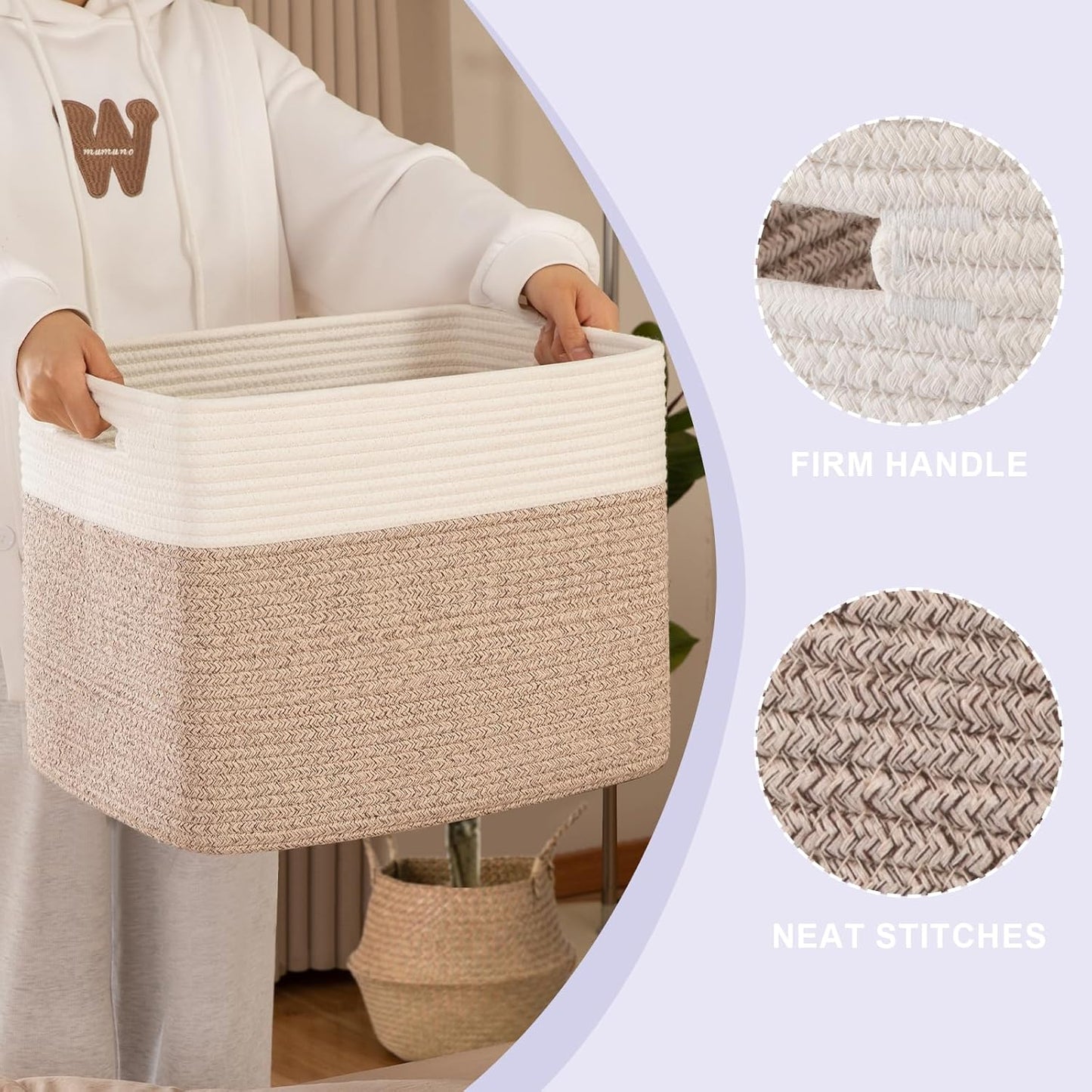 OIAHOMY Storage baskets for Shelf, Toy Storage Basket, Collapsible Storage Bins, Blanket Basket Living Room, Closet Storage for Bedroom, 16.5 x 13 x 12 Inches-Pack of 2-Brown