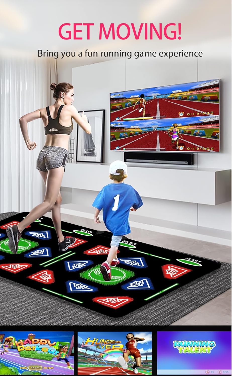 HDMI Dance Mat 64GB Storage, 1000 Games,885 Songs,81 MTV Videos.Dance pad Combines Dance, Yoga, Aerobics, Running, Sports, and Puzzle Games A Prestigious Gift for Boys & Girls. Flannel Material