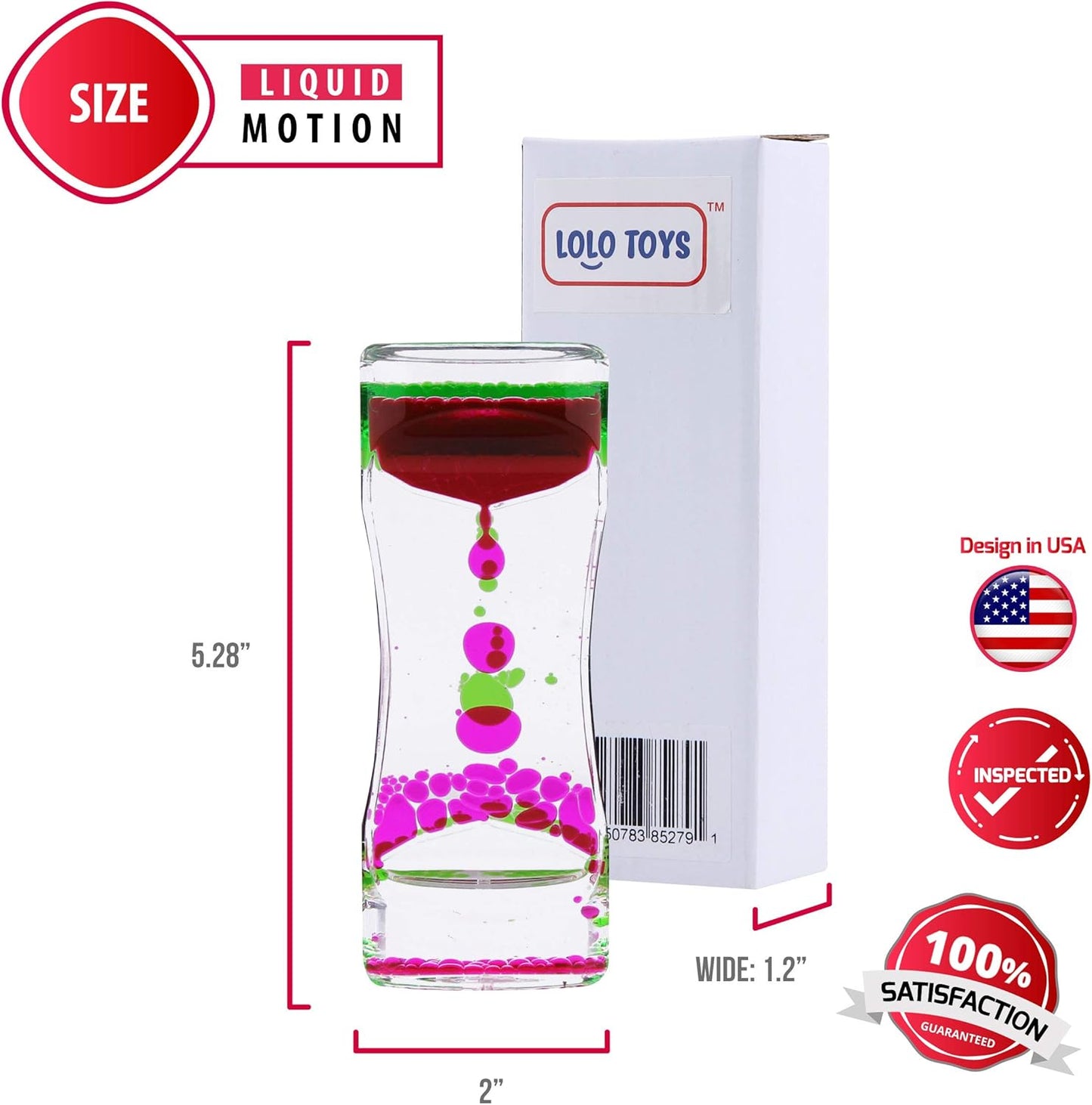 Liquid Motion Bubbler Sensory Toys – 2 Pc Set Bundle Stretchy String Fidget Toys Timer for Stress Relief and Anxiety Relief, Water Oil Toy for Hyperactivity Relaxation figit Fuchsia