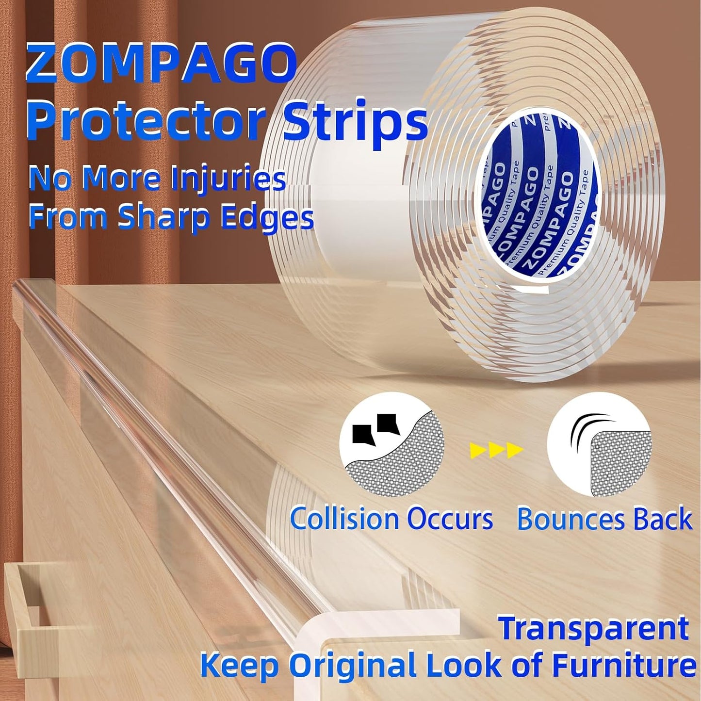 Clear Soft Corner Protectors for Furniture Strip,2in x9.84FT,2 Rolls,Sharp Edge & Table Bumper,Window Edge,Wall Protector, Soft Corner Guards Safe for Proof,Table Corner Protectors in Family