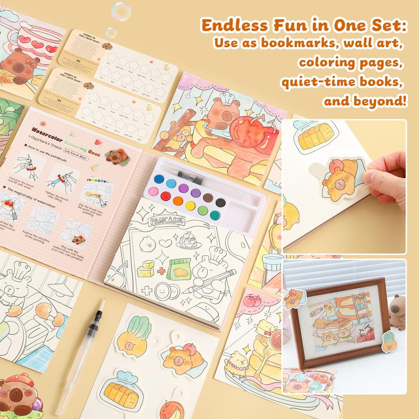 Paint with Water Coloring Books for Kids Ages 3-5, 4-8 – Cute Coloring Book for Teens,Arts and Crafts for Kids Ages 3 4 5 6 7 8+, Birthday Gift Toys for Girls Boys,Travel Toys-Capy