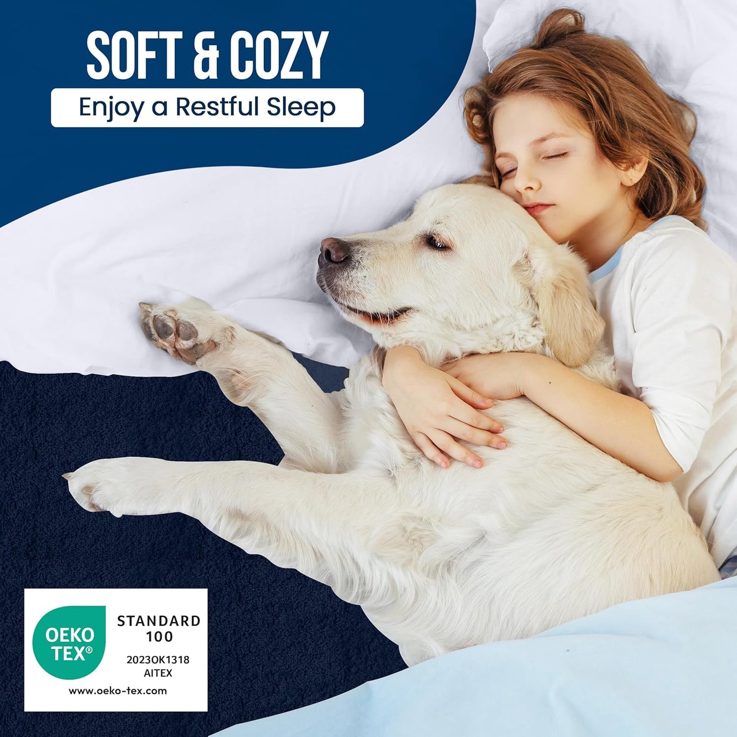 Utopia Bedding Waterproof Mattress Protector Queen Size, Premium Terry Mattress Cover 200 GSM, Breathable, Fitted Style with Stretchable Pockets (Navy Blue)