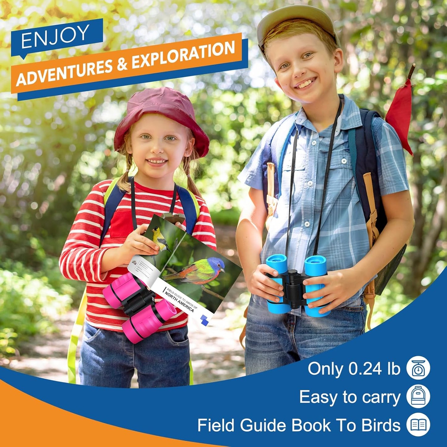 Toys for Boys Ages 3-7: LET'S GO! Kids Binoculars with Bird Watching Manual for 4 5 6 7 Year Old Boys Girls Outdoor Toy for Kid Ages 4-6 Camping Telescope Toddler Birthday Gift