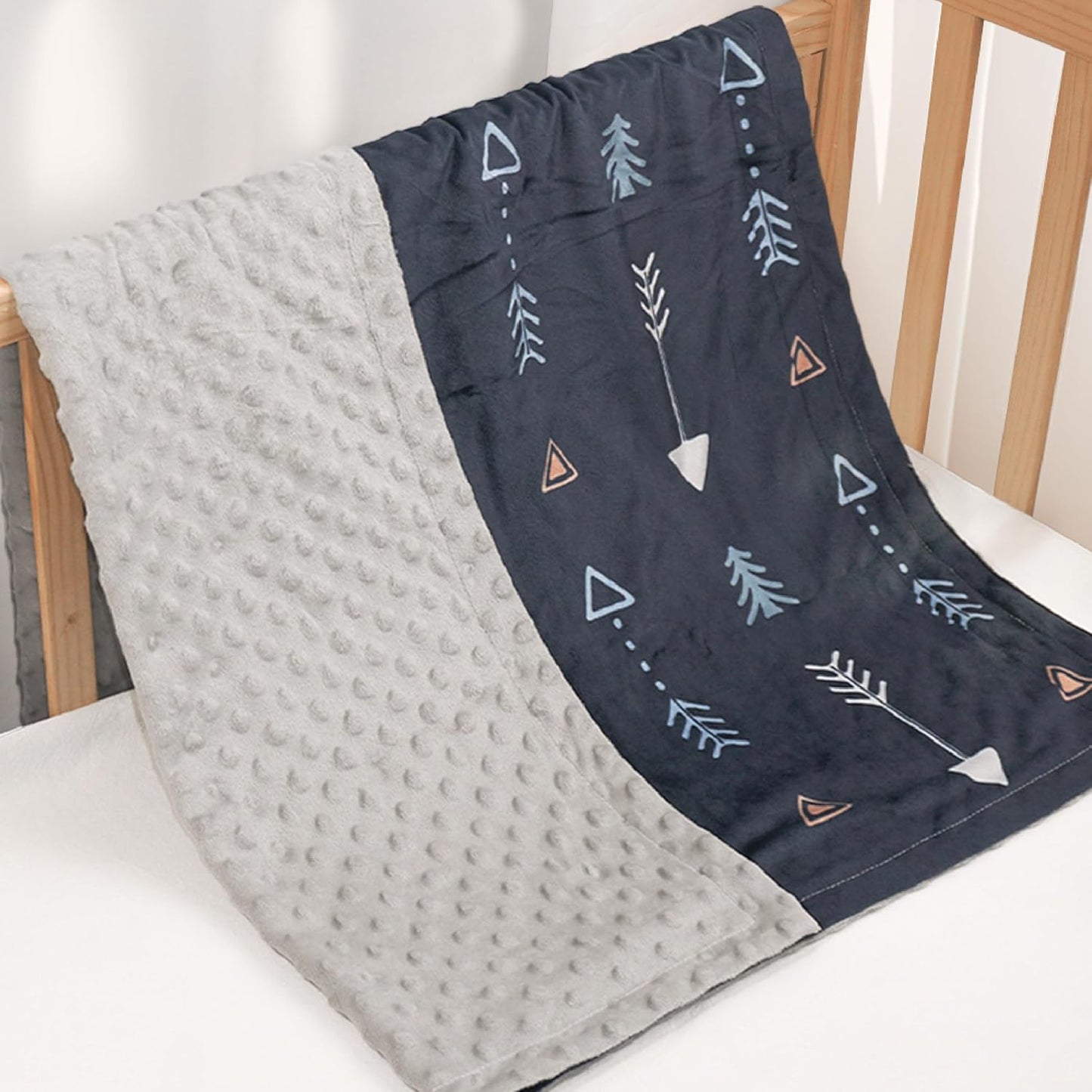 SANDJEST Kid Blanket for Boys with Double Layer Dotted Backing - Arrows Printed 30 x 40 Receiving Blankets Kids Gift for Birthday