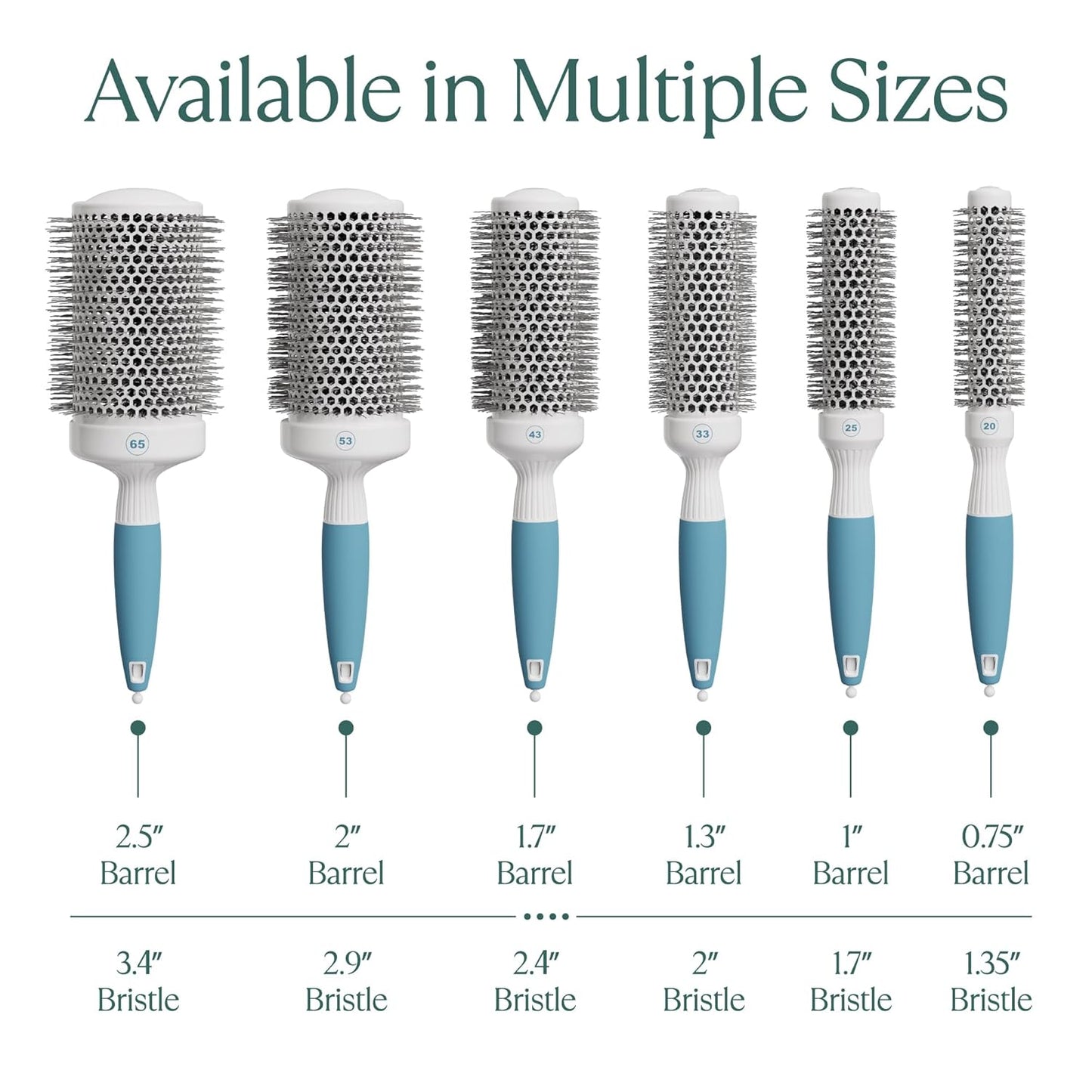 Medium Round Brushing Brush - Ceramic Hair Brush for a Smooth Salon Style Look - Professional Brushing Brush Ideal for All Hair Types - 43 mm