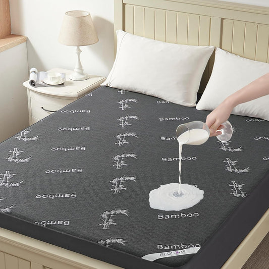 BEDLORE Twin Size Mattress Protector Waterproof, Mattress Pad Fitted 6-15 Inch Deep Pocket, 3D Air Fabric Soft Double Bed Mattress Cover Noiseless Washable for Bedroom, Hotel, Gray