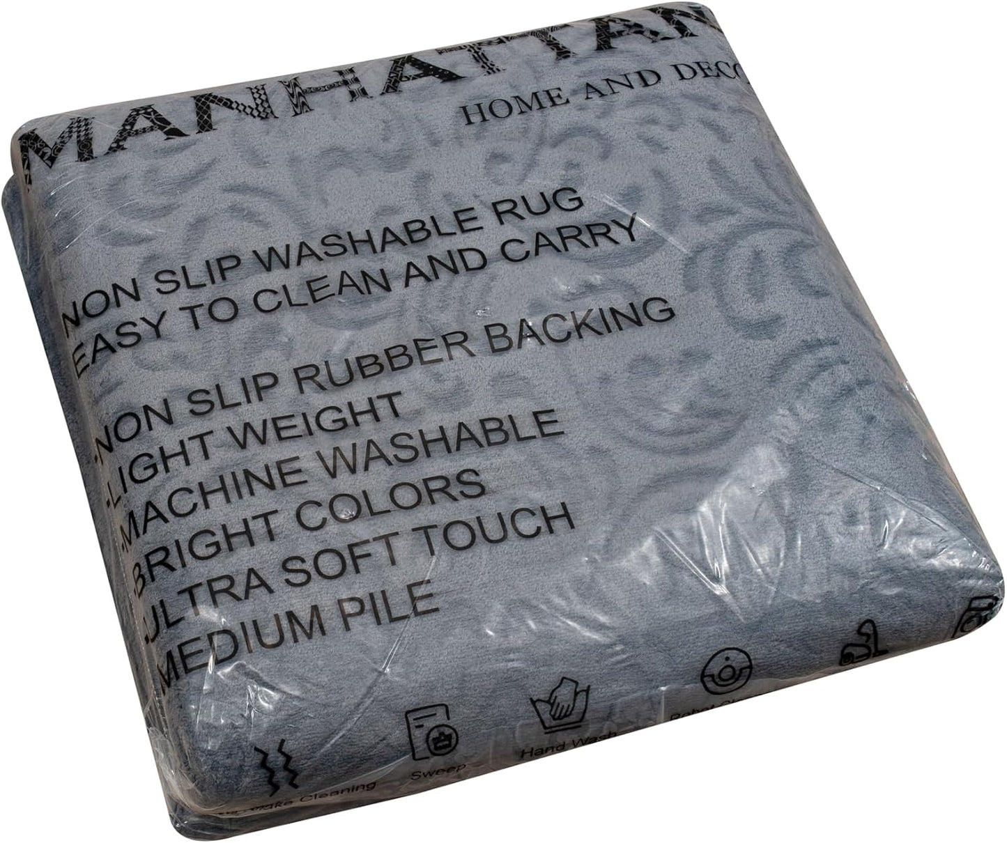 Non-Slip Washable 5x7 Area Rugs for Living Room Bedroom, Ultra Soft Bedside Rug, Indoor Floor Carpet for Kids Girls and Boys, Dorms, Nursery Rooms, Non-Skid Area Rug, Flower Anthracite Grey, 5'x7'