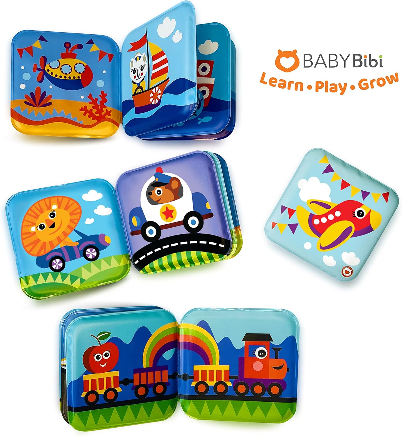 Floating Baby Bath Books - Transport Themed Bath Books for Babies, Infants - Waterproof, Mold-Free Bath Toys for Learning & Early Education