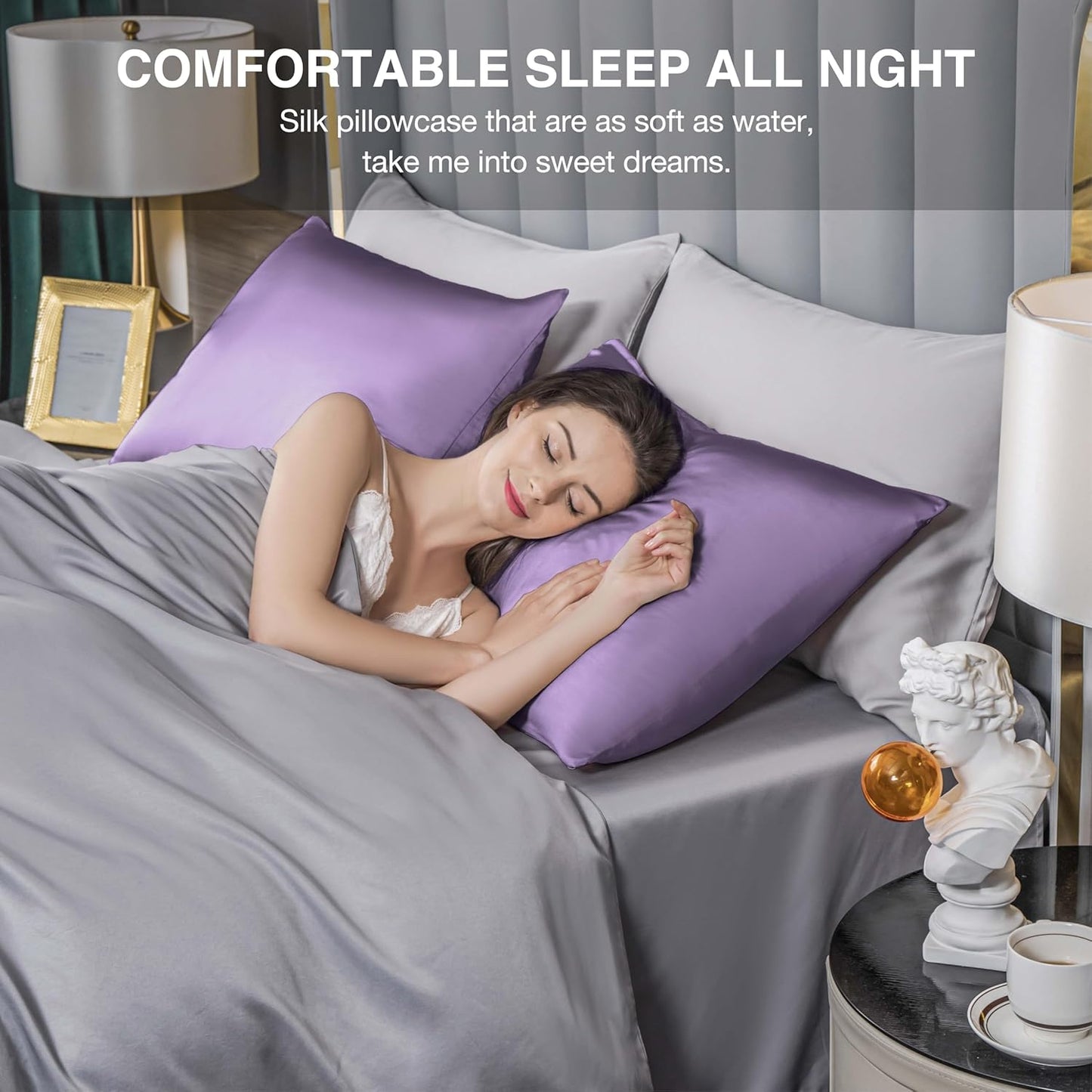 Mulberry Silk Pillowcase for Hair and Skin,Cooling Silk Pillow Case with Hidden Zipper,Allergen Proof Dual Sides Soft Breathable Smooth Silk Pillow Cover for Women (Violet, Toddler)