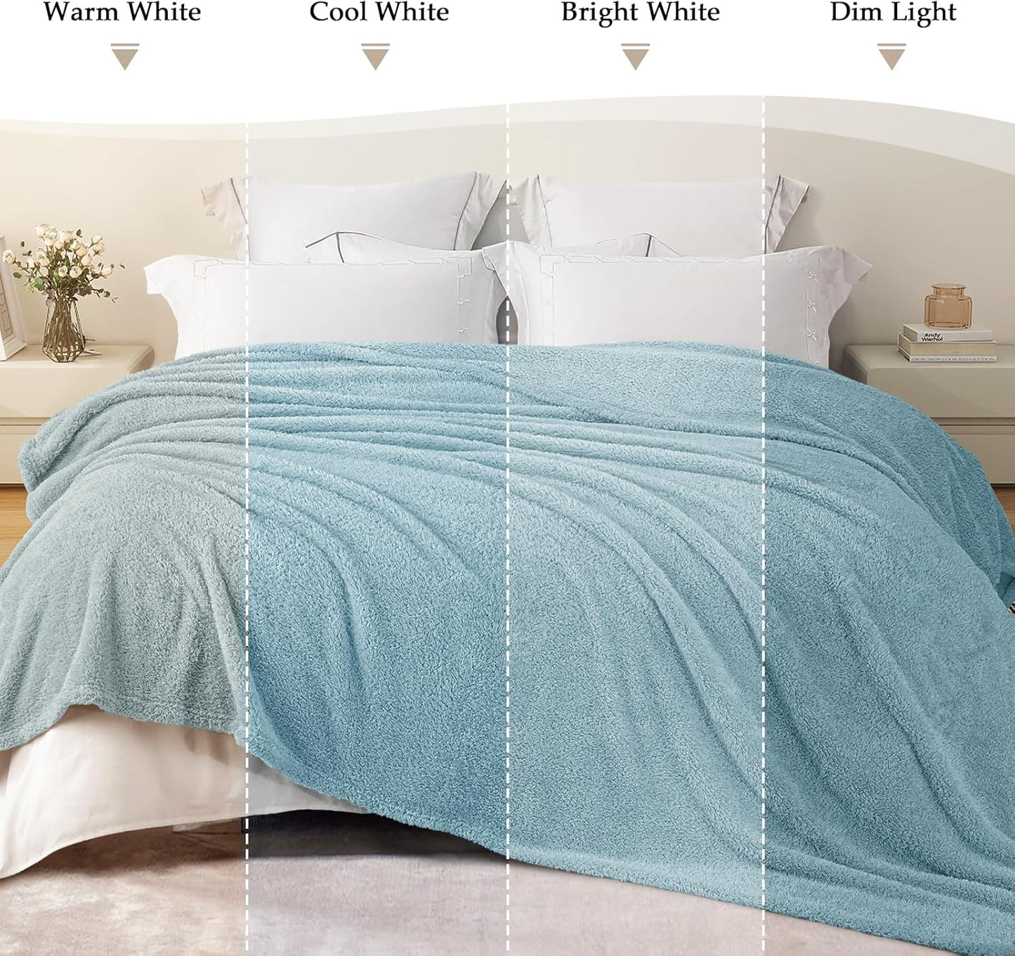 Exclusivo Mezcla Fleece Blanket for Couch, Soft and Cozy Queen Blankets for Women Men Girls Kids, Suitable for All Seasons, Slate Blue, 90x90 Inches