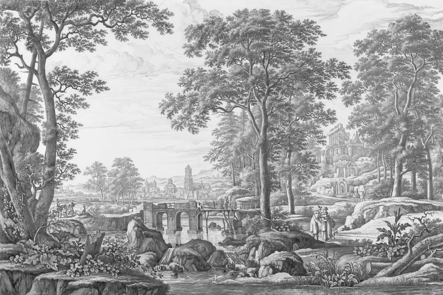 Vintage Forest Wallpaper Gray Trees Woodland Wall Mural Large Nature Landscapes Wall Decor for Living Room Bedroom Dining Room Office(Not Self-Adhesive)