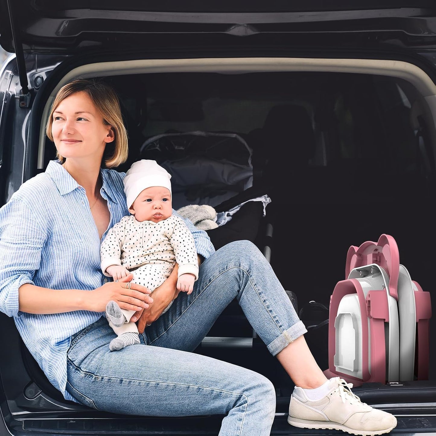 TPN Collapsible Baby Bathtub, Baby Bath Tub with Soft Cushion & Real-Time Thermometer, Baby Bathtub Infant to Toddler Tub (0-36 Months), Portable Newborn Travel Bath tub