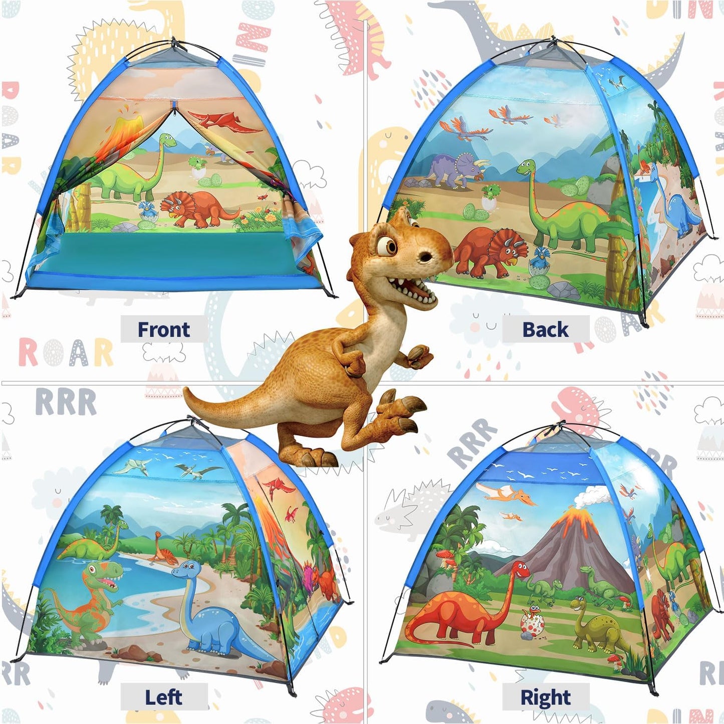 Kids Play Tents,the World of Dinosaurs Tents for Kids Indoor/Outdoor fun, Dinosaurs Dome Playhouse for Boys & Girls,Durable and Breathable Premium Material, Perfect Kid’s Gift- 47" x 47" x 43"