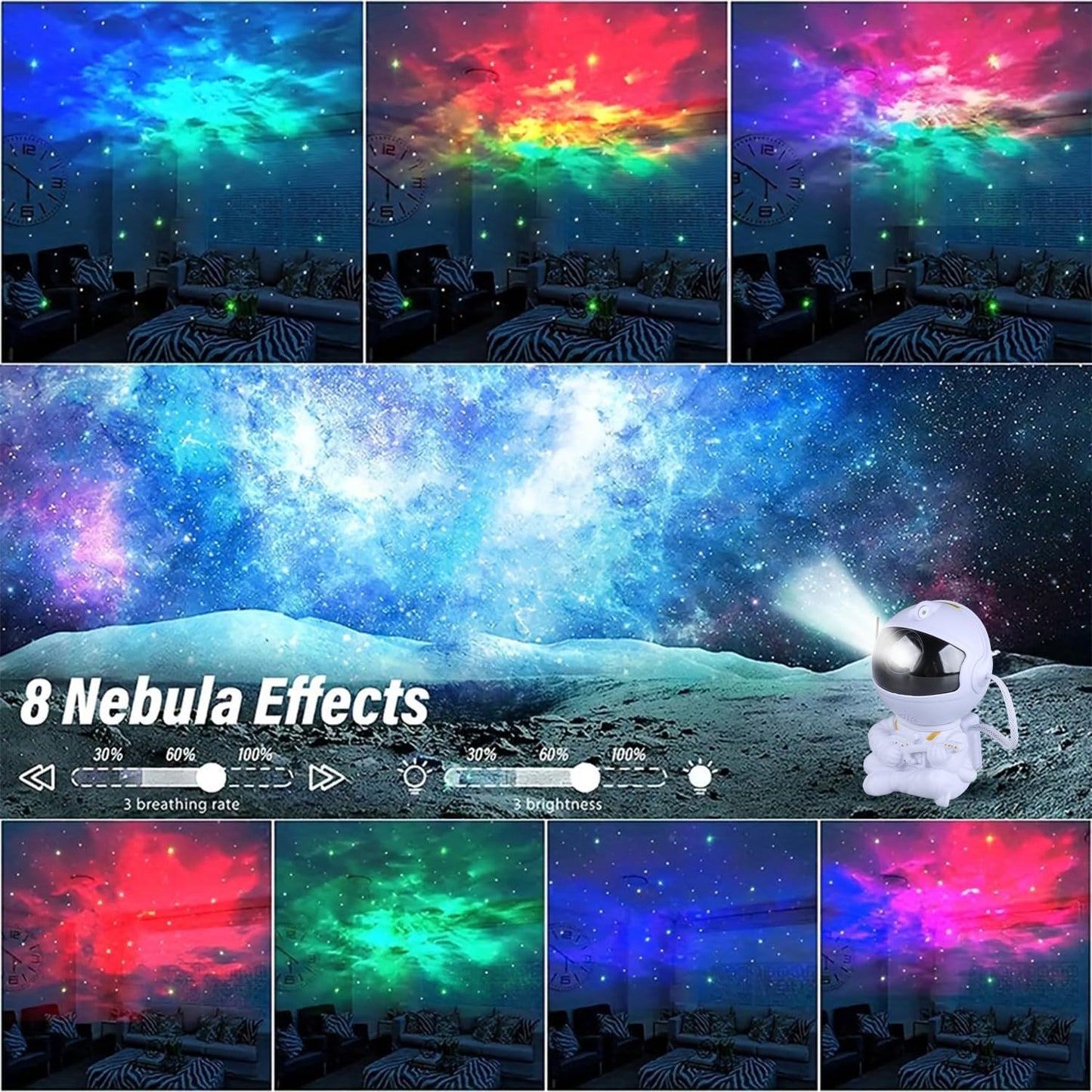 Astronaut Star Projector, Star Projector Galaxy Light for Kids，8 Modes Remote and 270° Adjustable Led Lights for Bedroom, Girls Room Decoration, Home Theater, Ceiling, Timer (White Guitar)