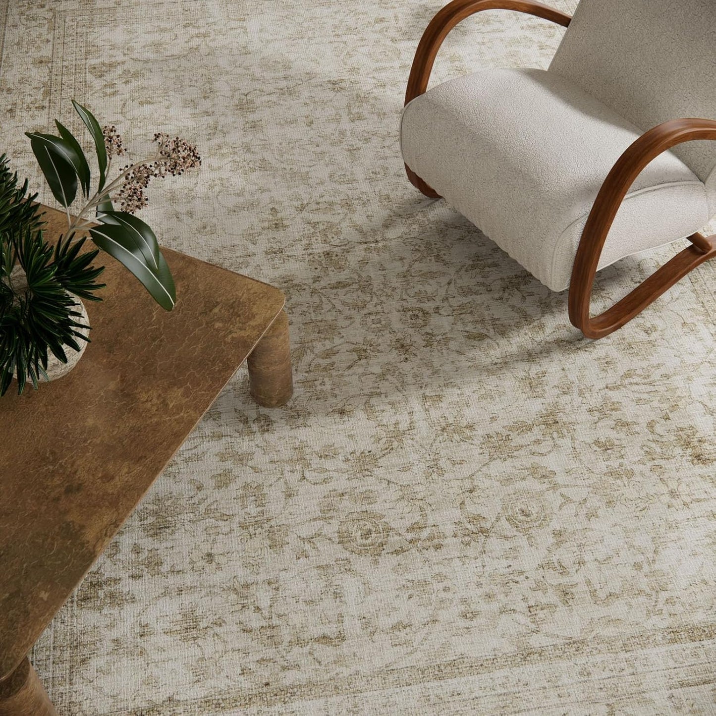 Machine Washable Rugs for Living Room: 6x9 Area Rugs for Bedroom Boho Vintage Rugs Stain Resistant Non Slip Low Pile Soft Lightweight Carpet for Kitchen Dining Room Farmhouse Nursery Kids Room