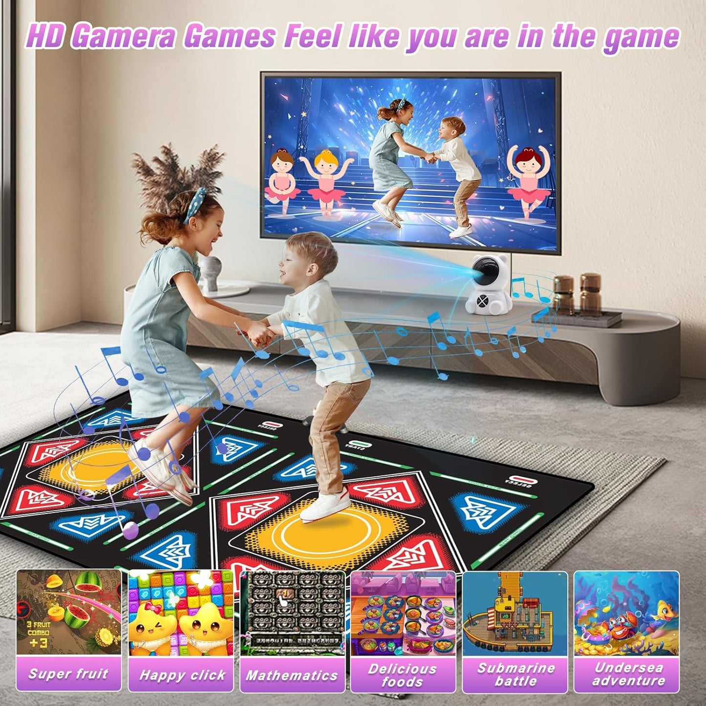 Dance Mat, Electronic Dance Mat for TV with HD Camera, Wireless Double User Dance Mat with Game Controller, Non-Slip Dance Pad for Kids Adults, Christmas Birthday Gifts for Girls Boys
