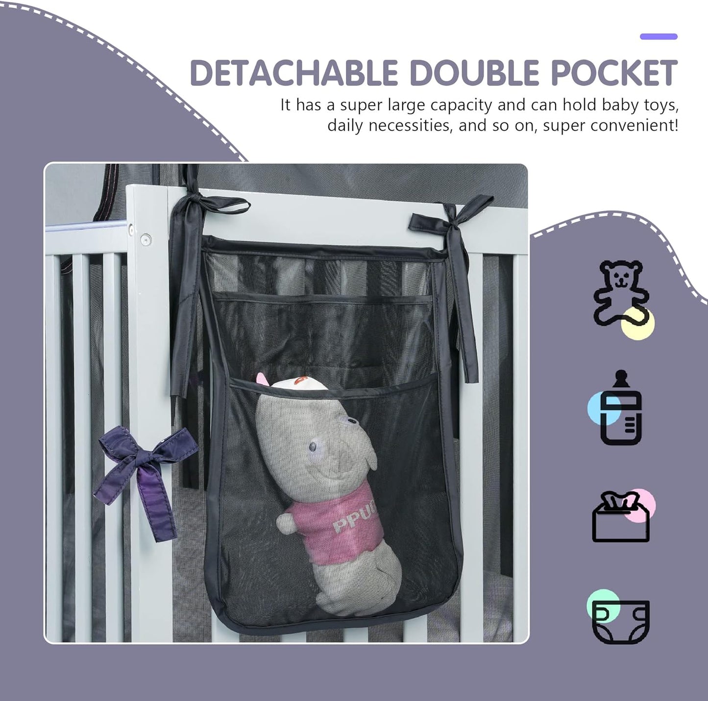 Porayhut Portable Baby Crib Net Safety Mesh Tent,Pop up Infant Mosquito Net, See Through Canopy Netting Cover for Baby&Toddler to Keep Baby from Climbing Out.