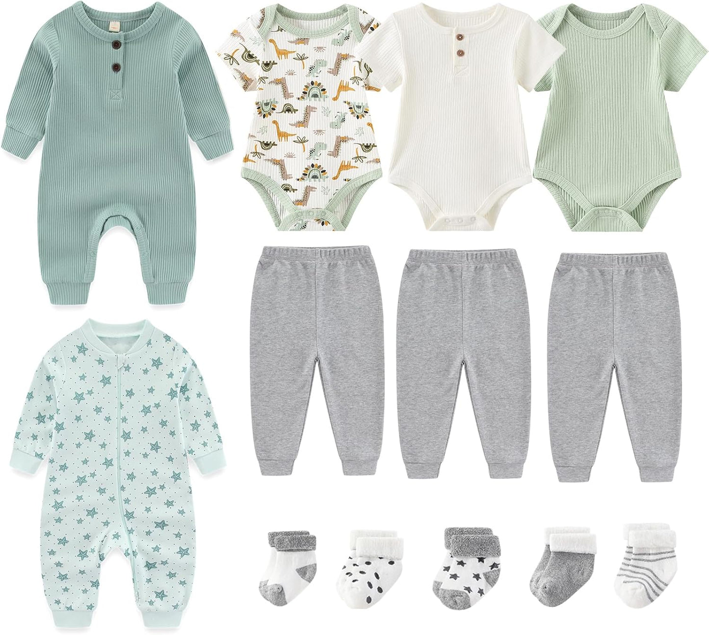 Baby Bodysuit and Pant Sets Ribbed Romper Soft Newborn Boy Girl Clothes Outfits Layette Gift Set