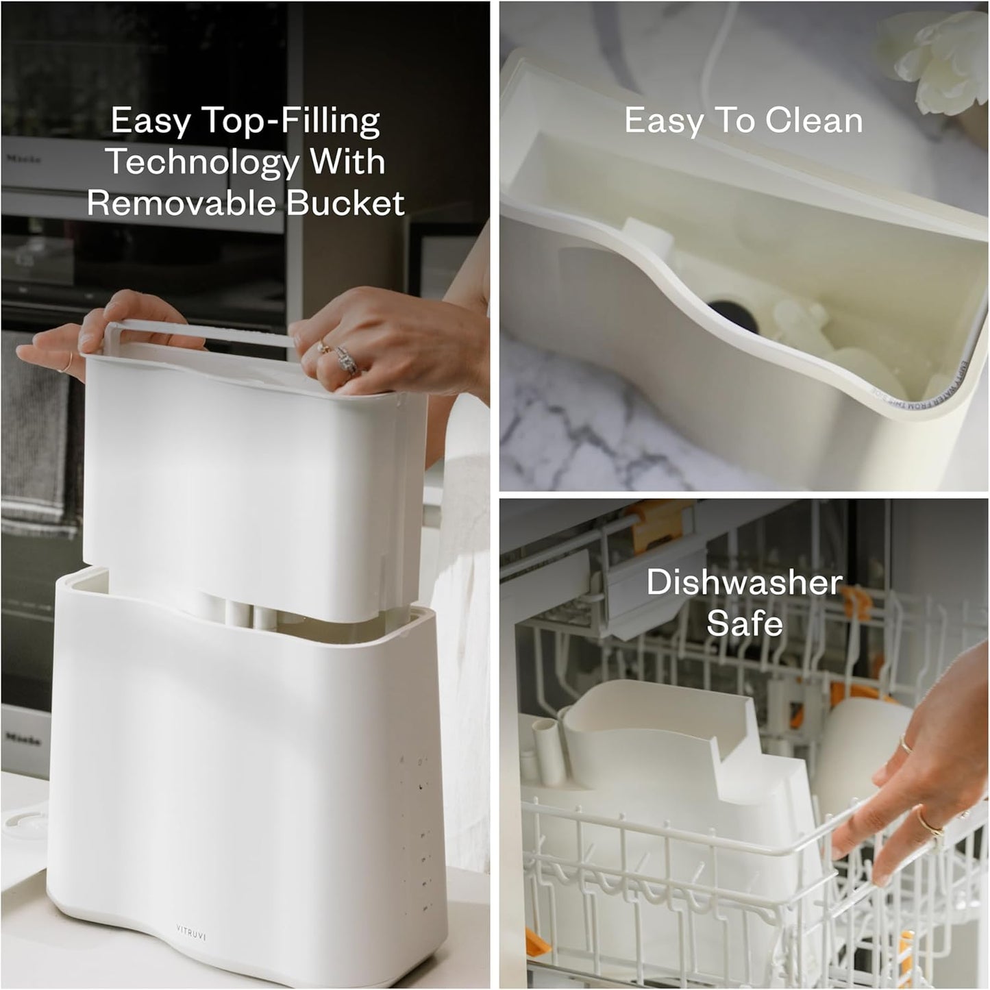 Vitruvi Cloud Bedside Humidifier, White Humidifier, 24 Hr Run Time, 602ft Coverage, Large Home Bedroom, Baby Room - Includes 3 Month Filter