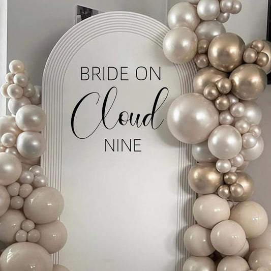 Bride On Cloud Nine Decal - Bride Shower Party Decorations, Wedding Engagement Bride-to-Be Bachelorette Party Supplies, Balloon Arch Background Wall Decor Cloud Sign Decal(Cloud Nine Decal)