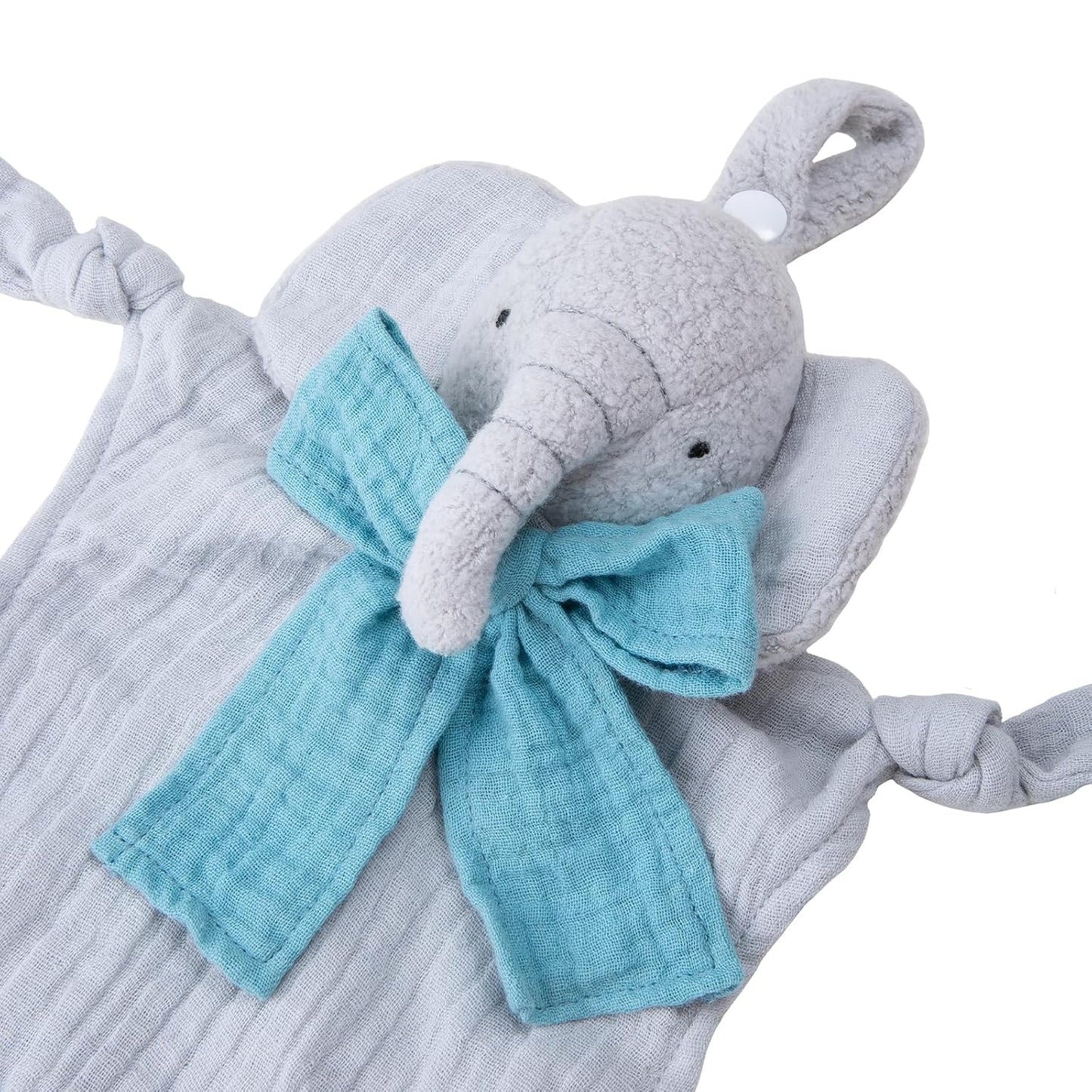 Organic Cotton Stuffed Animal Rattle Baby Toys, Organic Elephant Cuddle Cloth & Organic Musical Elephant Plush Toy Set for Newborns Infant Boys Girls, 2 PCS