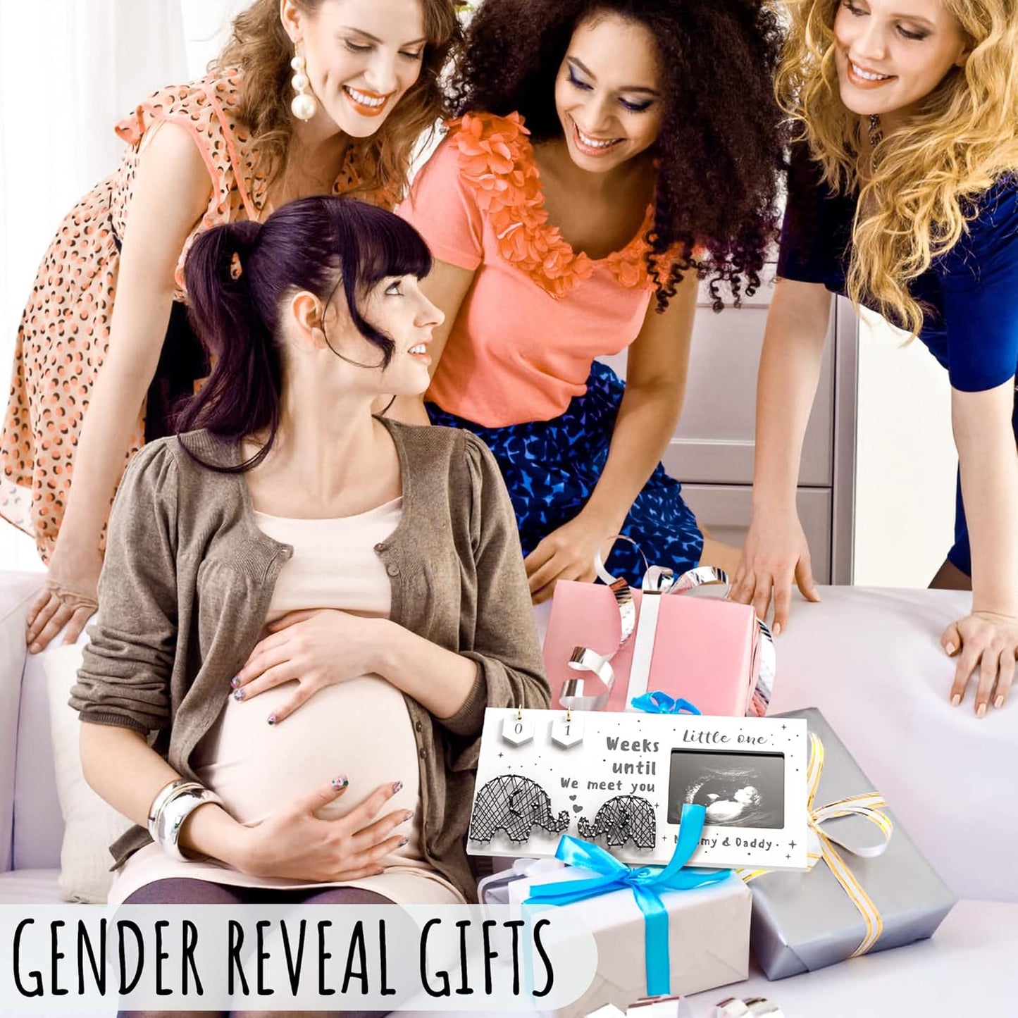 Baby Sonogram Picture Frame w/ Baby Countdown Weeks - Standard 4x3 Ultrasound Photo - Pregnancy Announcements Ideas - Gender Reveal - New Mom Expecting Parents Keepsake