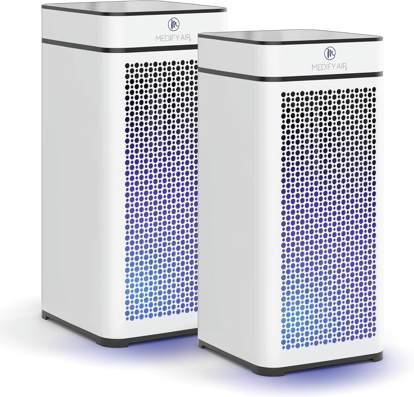 Medify MA-40 UV Light Air Purifier with True HEPA H14 Filter | 1,793 ft² Coverage in 1hr for Wildfires Smoke, Odors, Pollen, Pets | Removal to 0.1 Microns | White, 2-Pack
