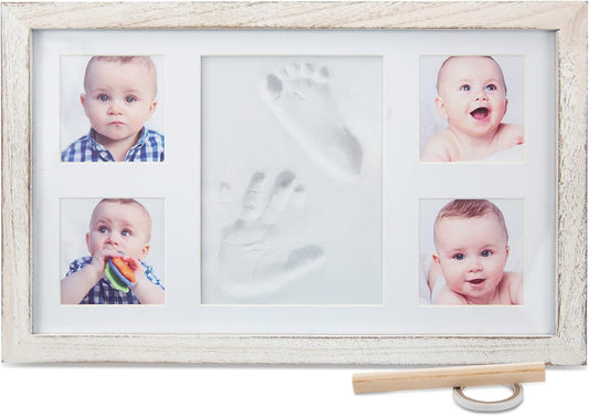 Little Hippo Baby Footprint Kit & Keepsake | Baby Handprint Kit | Baby Hand and Footprint Kit (Rustic White, Large)