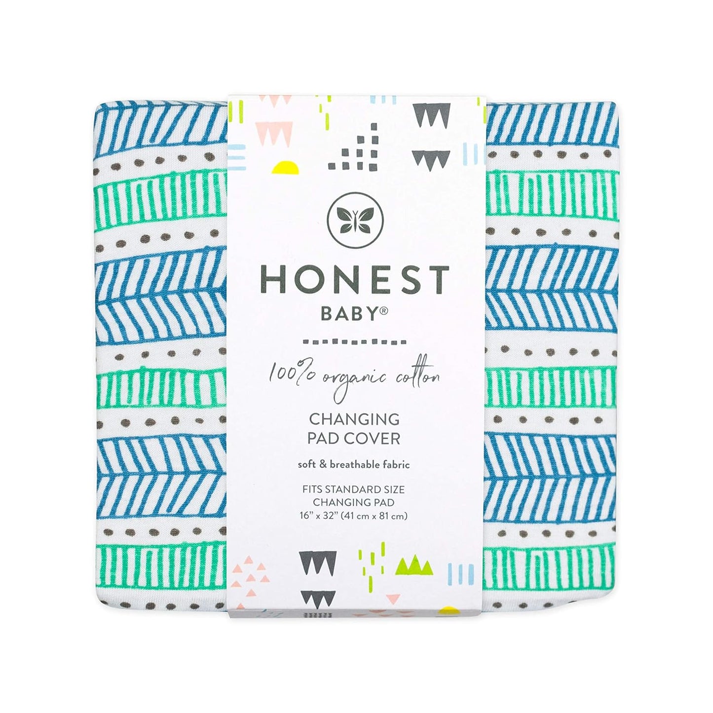 HonestBaby Organic Cotton Changing Pad Cover, Dots & Dashes, One Size
