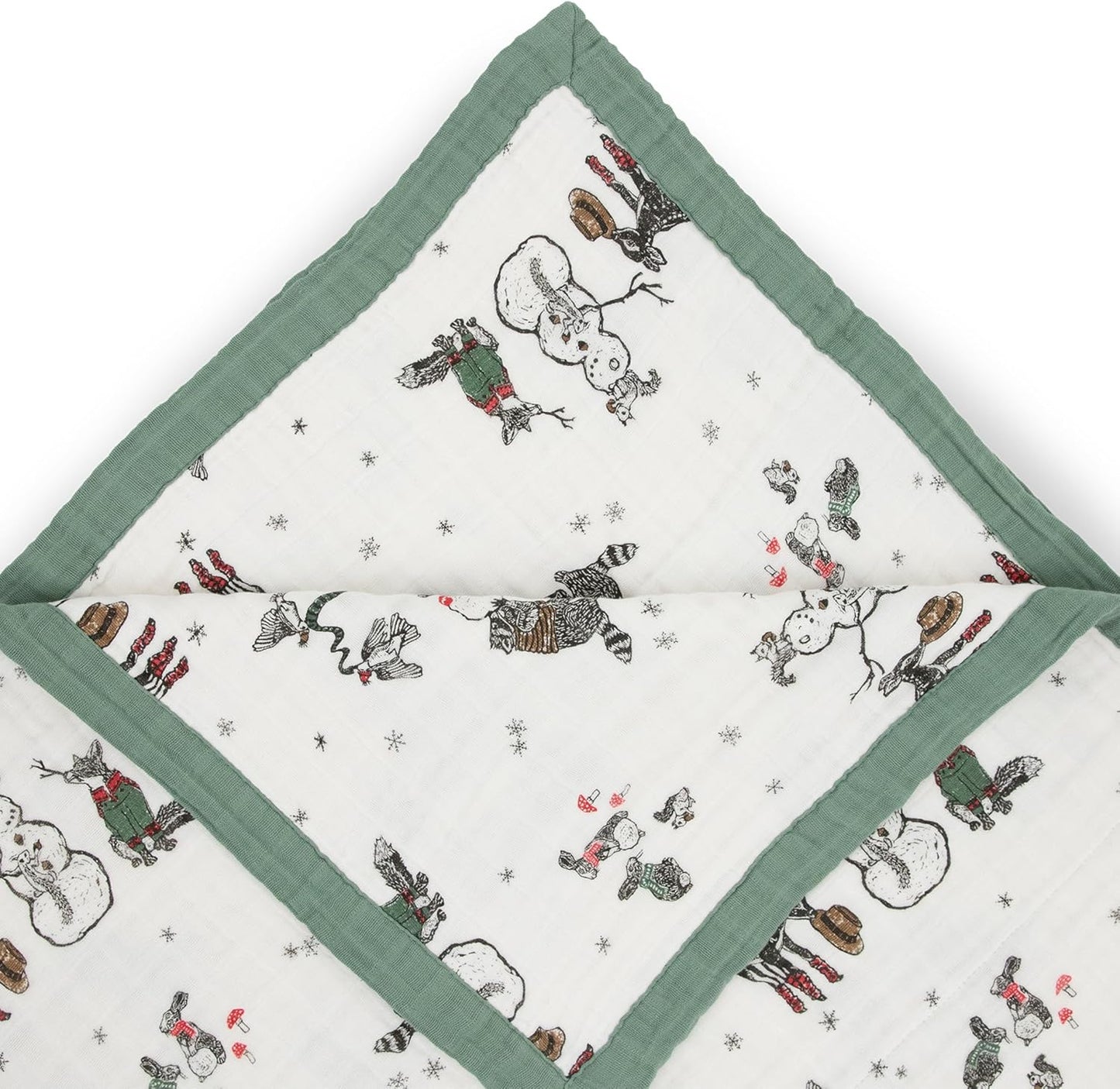 Little Unicorn Premium Quilted Throw | Super Soft, Multi-Layered Muslin XL Blanket| Great for Kids & Families (Snow Day)